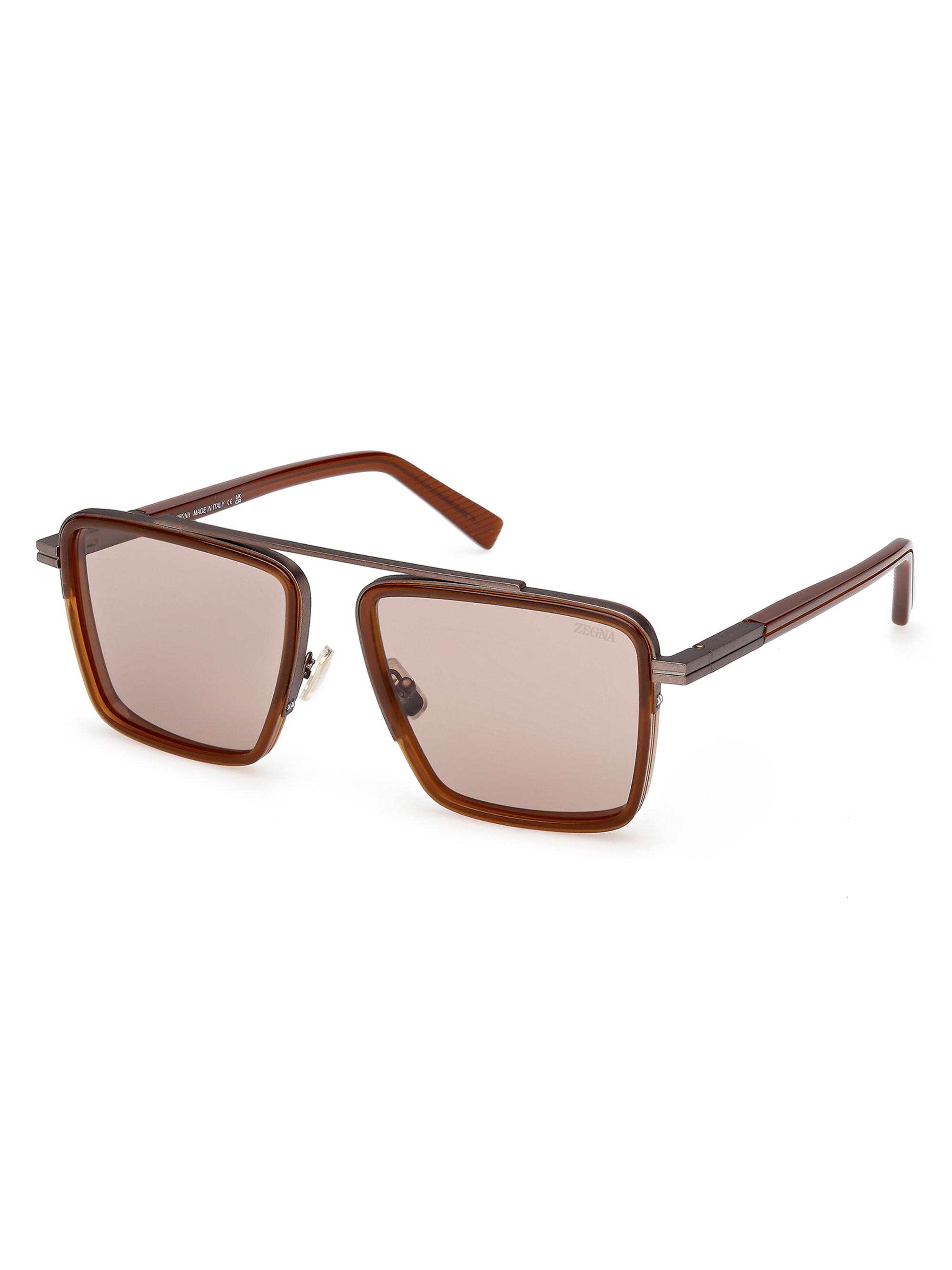 ZEGNA Men's 57MM Geometric Sunglasses - Dark Grey