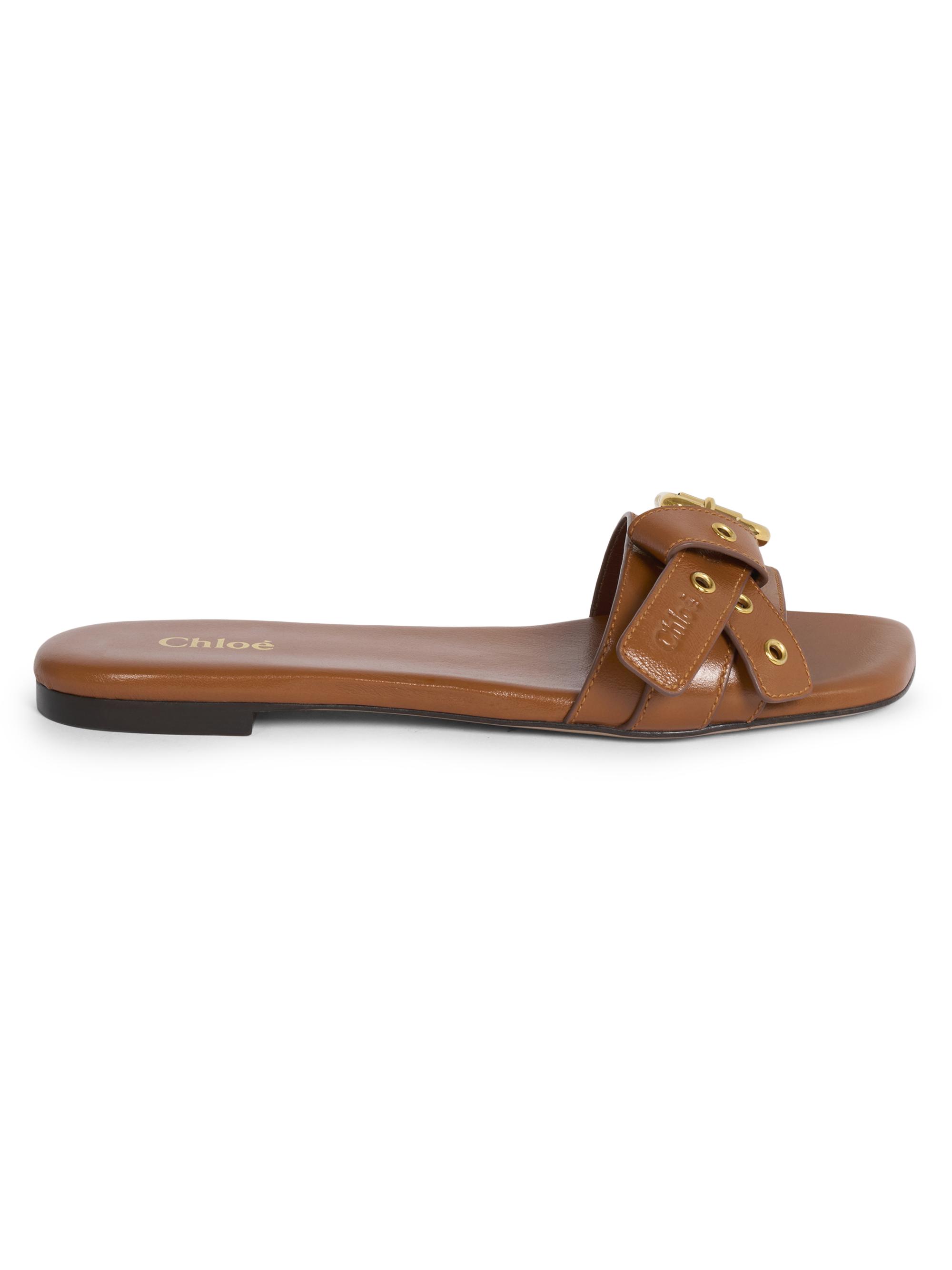 Chloé Women's Mae Leather Slide Sandals - Clay Brown
