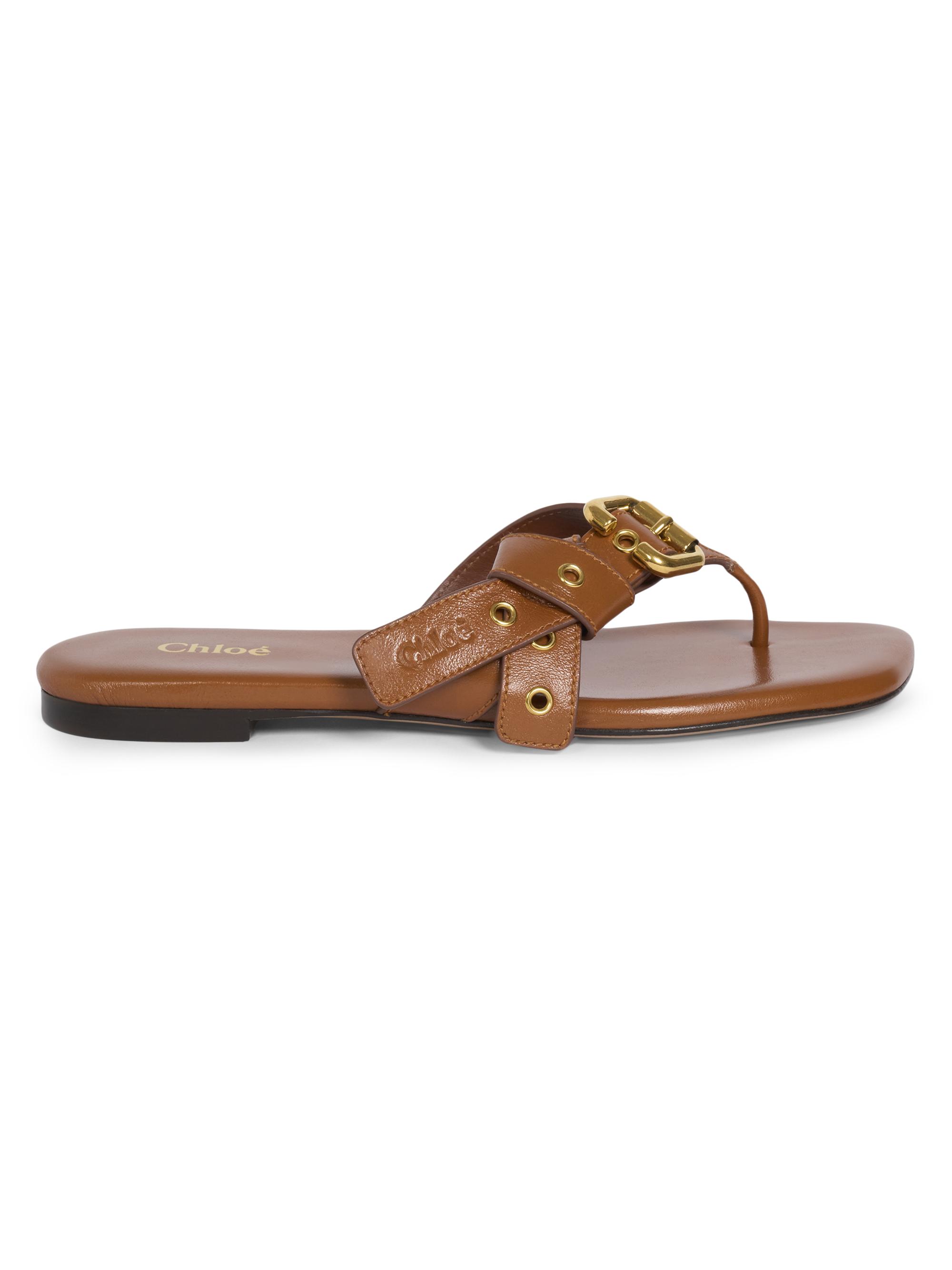 Chloé Women's Mae Leather Thong Sandals - Clay Brown