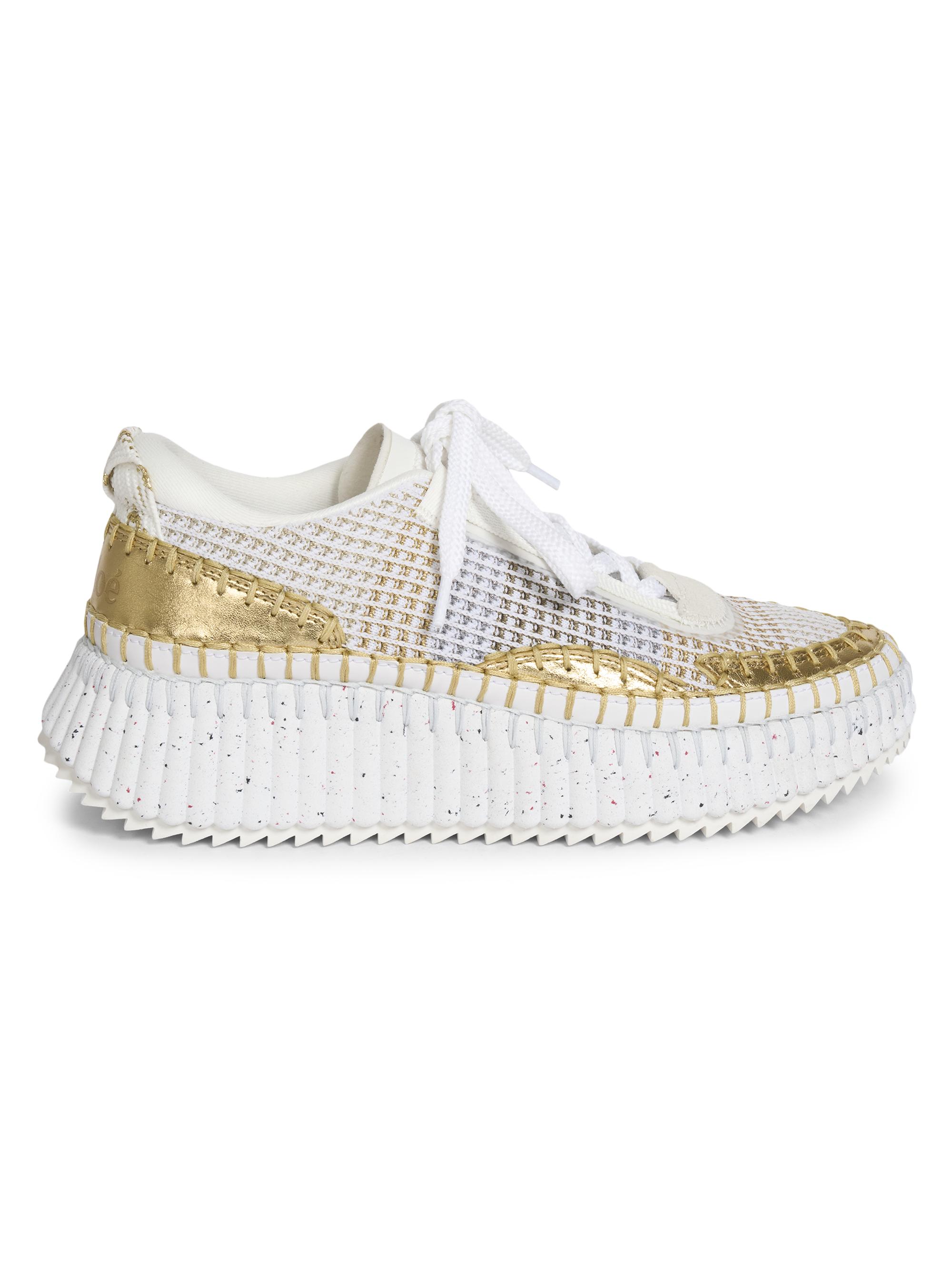 Chloé Women's Nama Mesh & Metallic Leather Platform Sneakers - Gold Color
