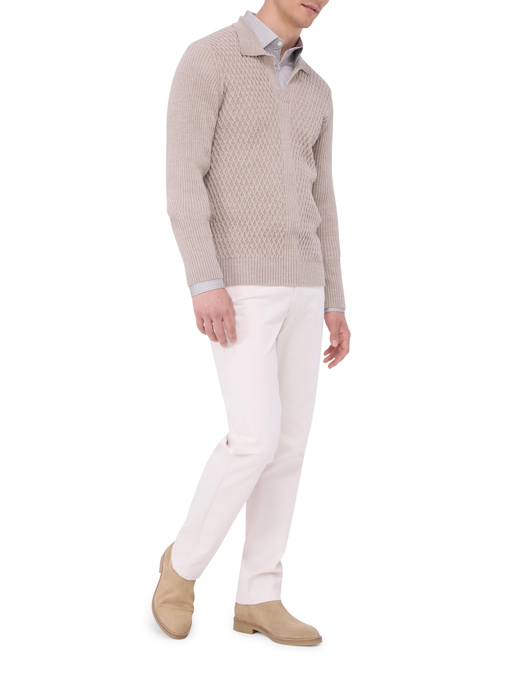 Bugatchi Men's Merino Wool Textured Knit Sweater - Cabernet