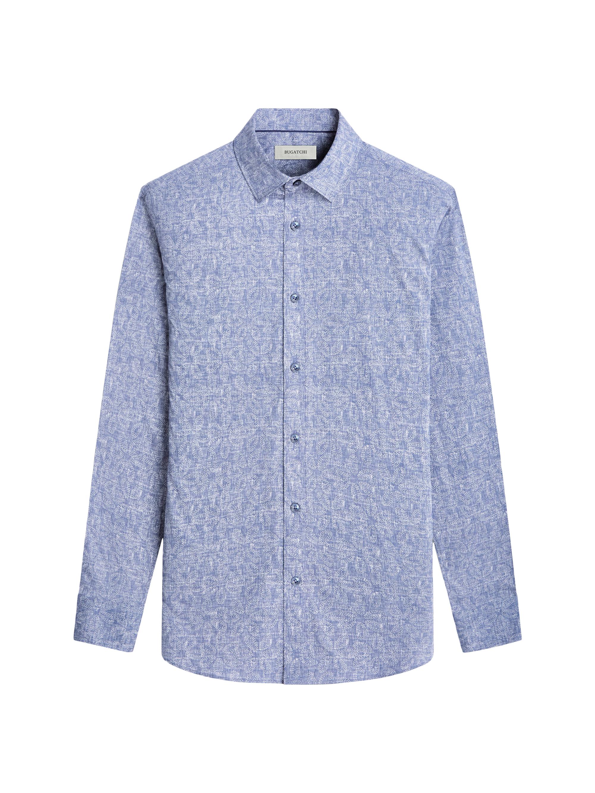 Bugatchi Men's Julian Stretch Cotton Button-Front Shirt - Cobalt