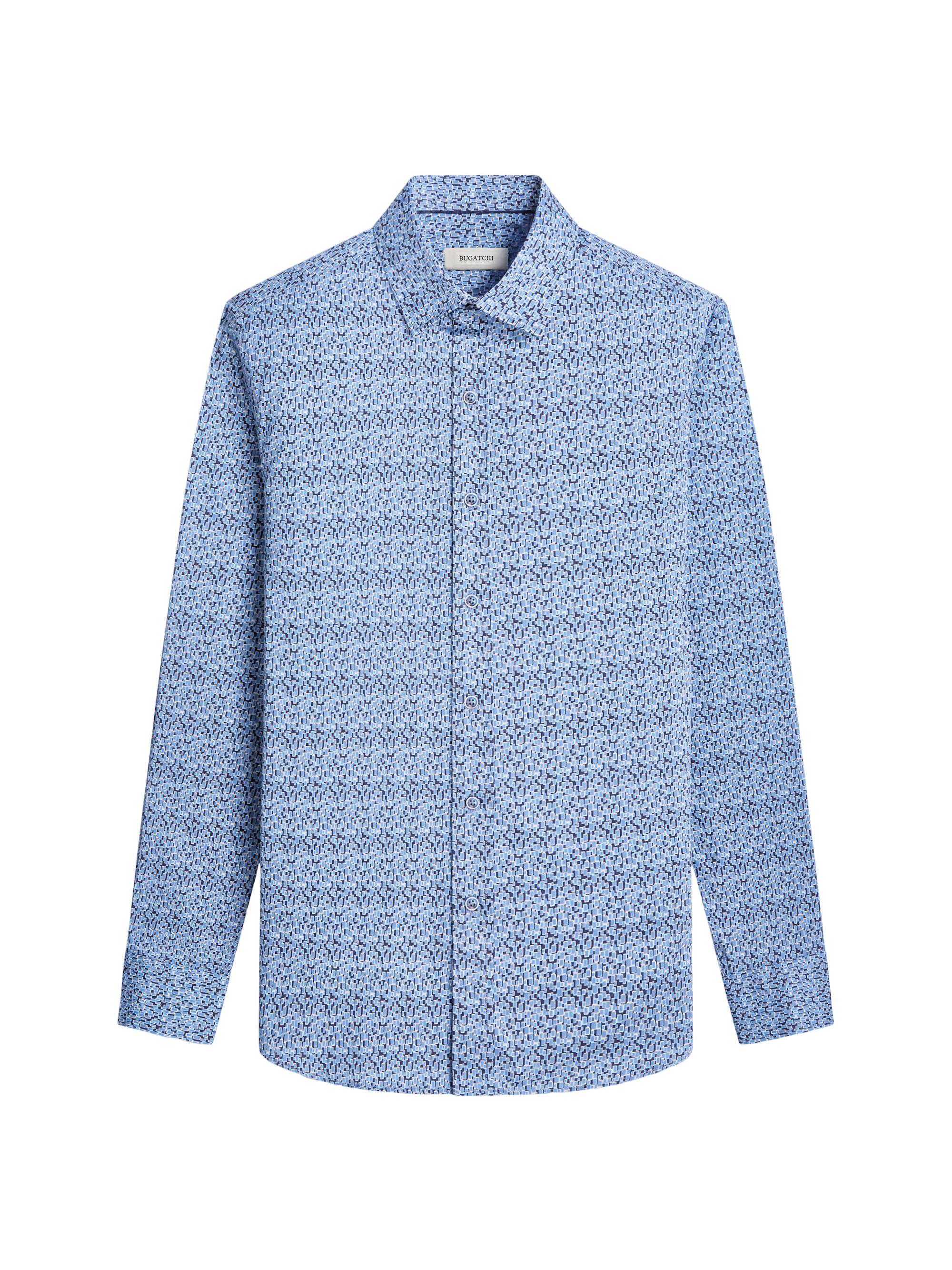 Bugatchi Men's Karl Printed Stretch Cotton Button-Front Shirt - Cobalt