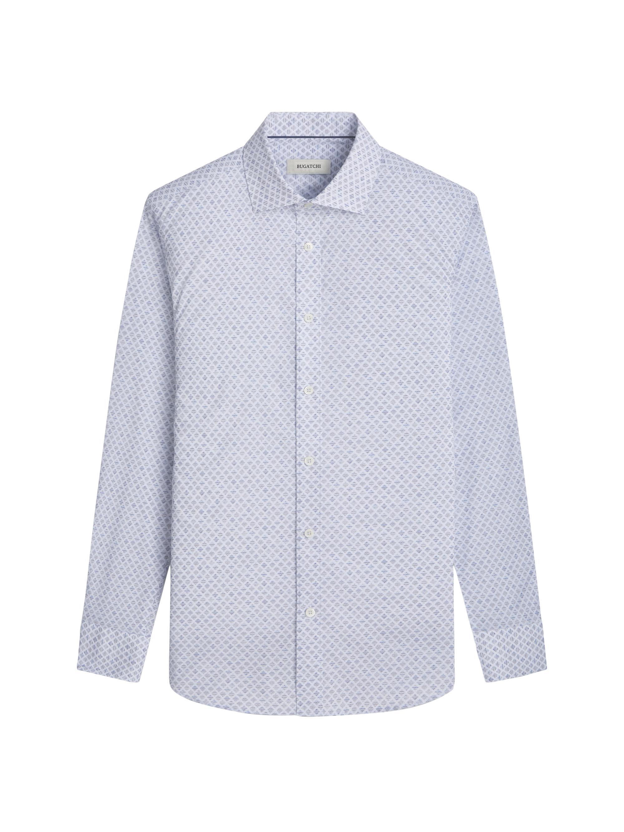 Bugatchi Men's Axel Geometric Stretch Cotton Button-Front Shirt - White
