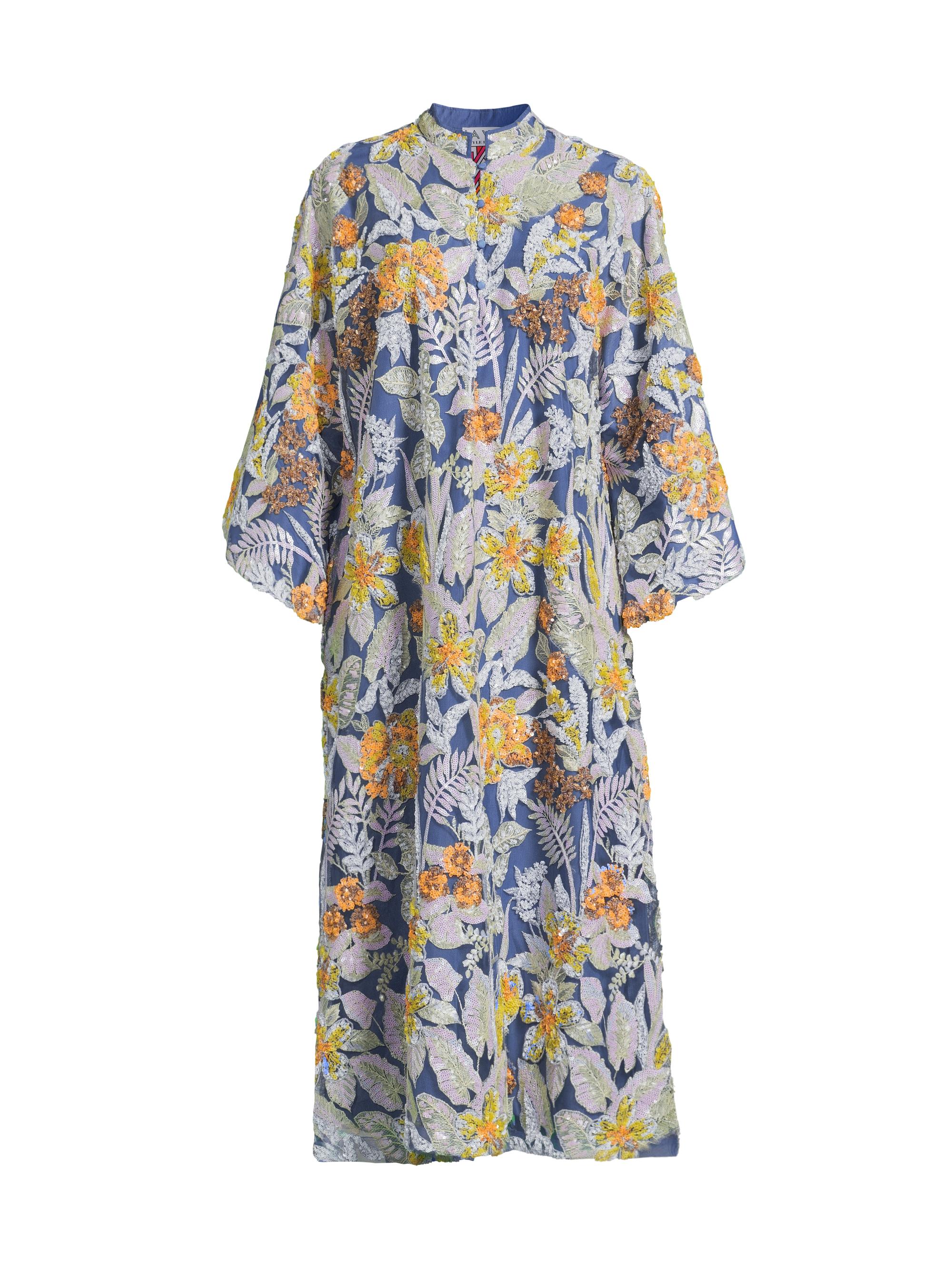 La Vie Style House Women's Garden Sequin Maxi Caftan - Blue