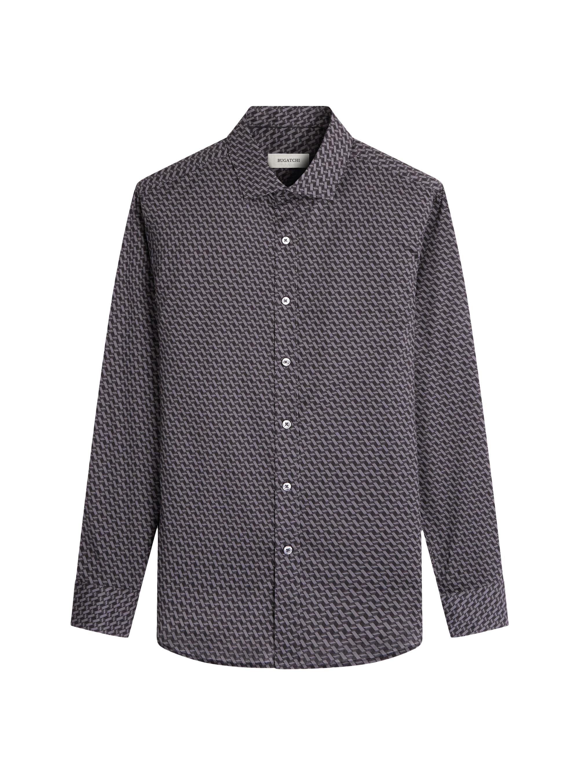 Bugatchi Men's Axel Geometric Stretch Cotton Button-Front Shirt - Anthracite