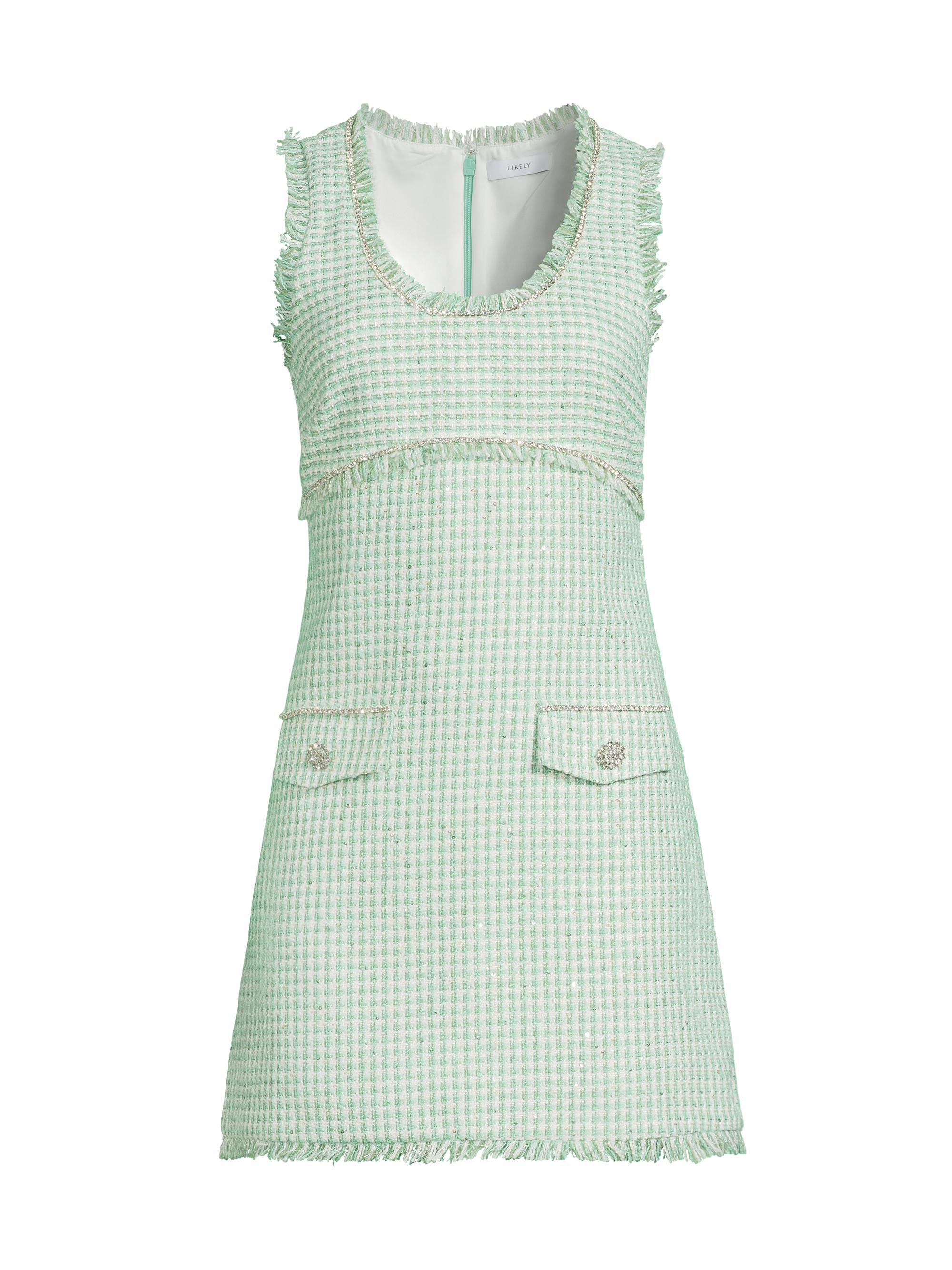 Likely Women's Camden Gingham Tweed Minidress - Seafoam Multi