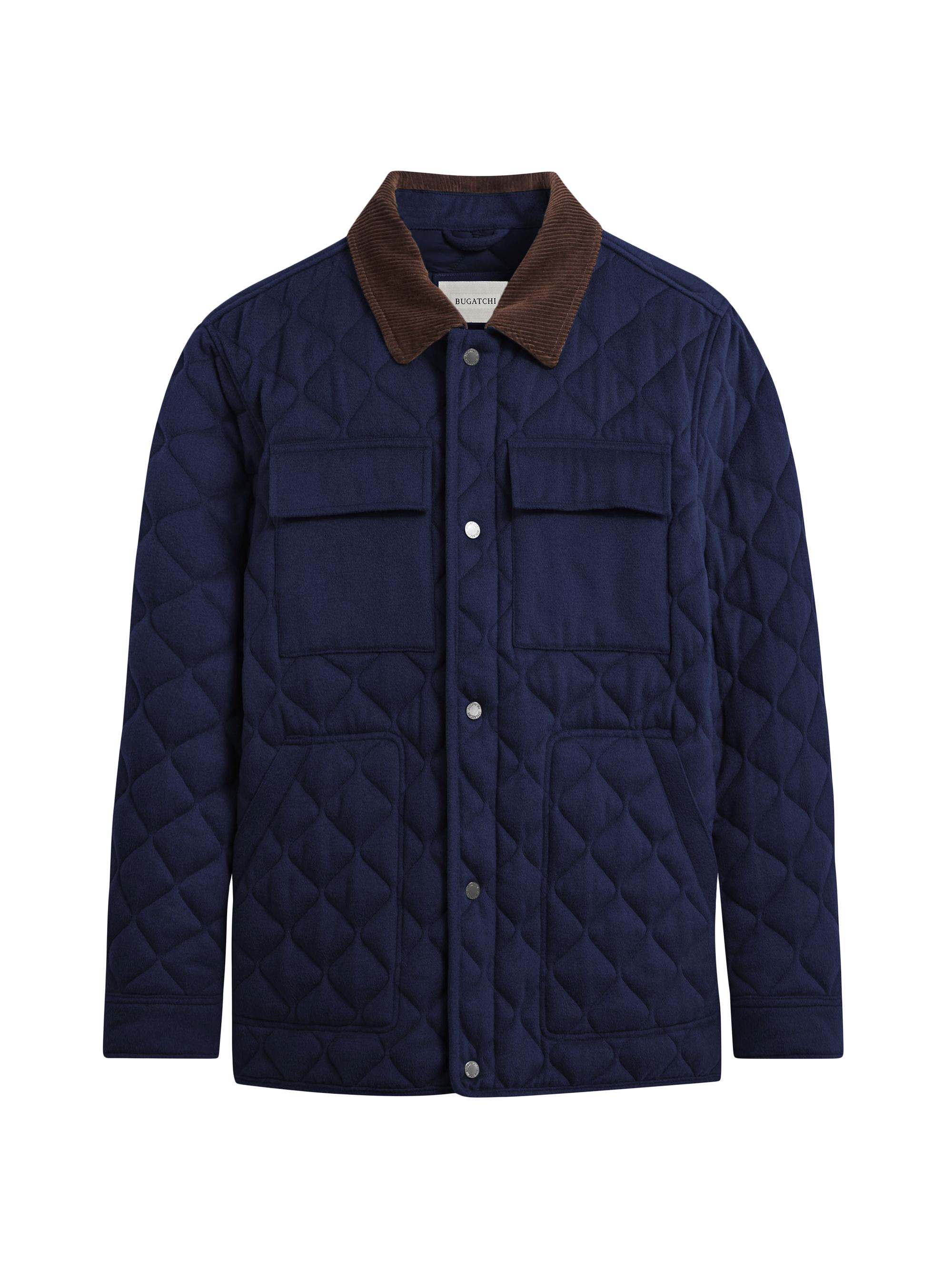 Bugatchi Men's Corduroy-Trimmed Quilted Jacket - Khaki