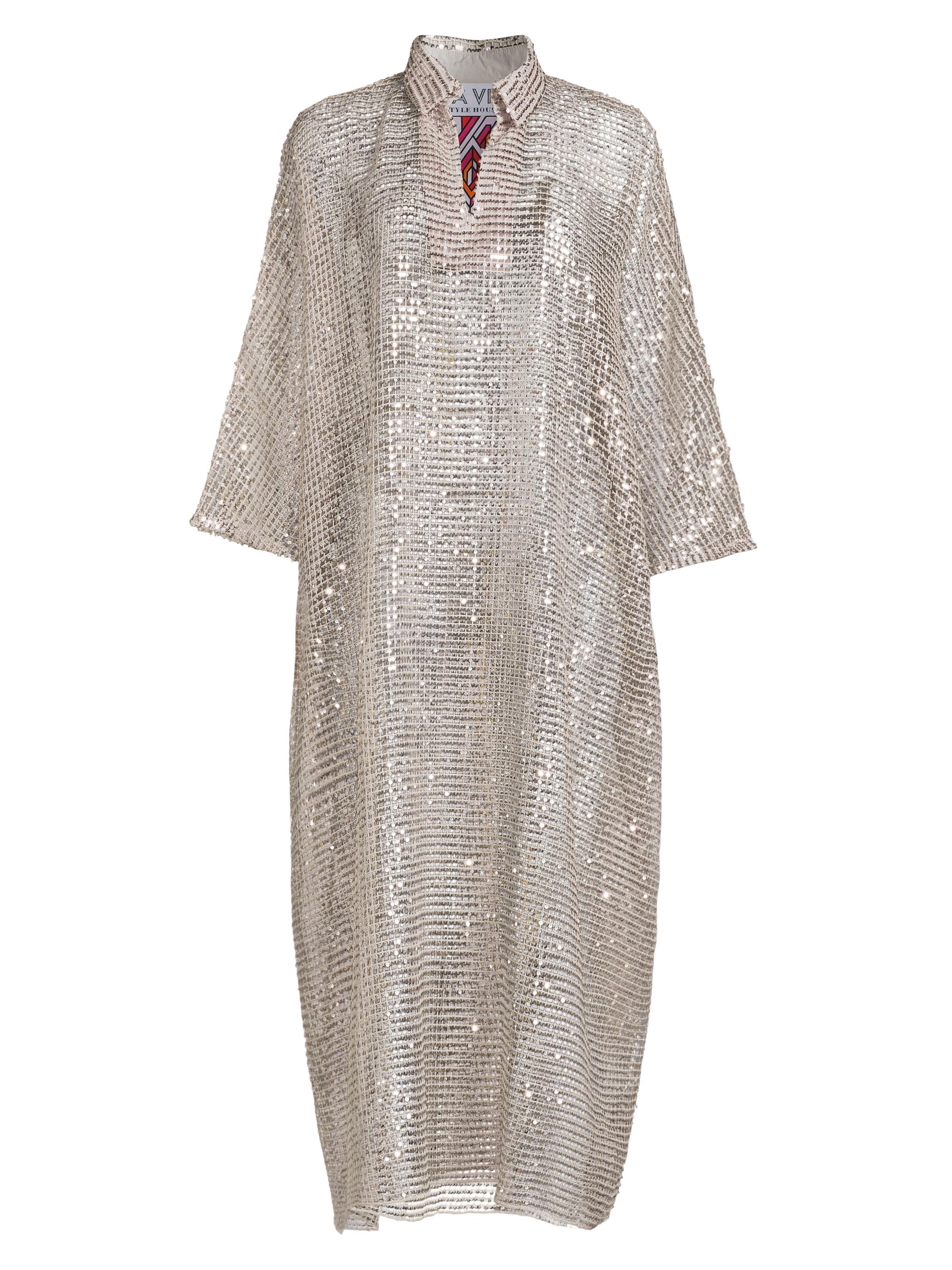 La Vie Style House Women's Sequin Knit Everyday Dress - Silver