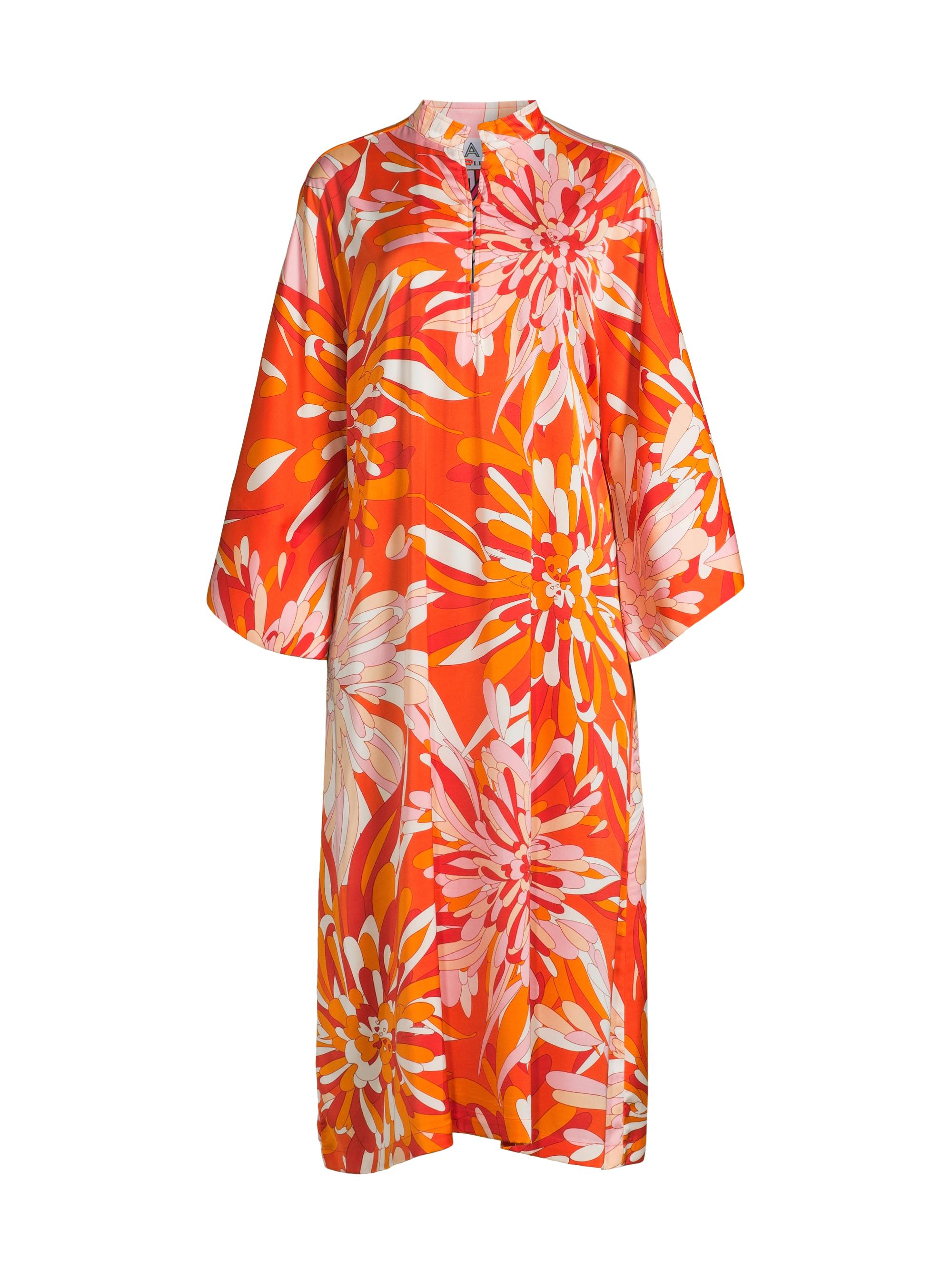 La Vie Style House Women's Coral Midi-Dress - Orange Multi