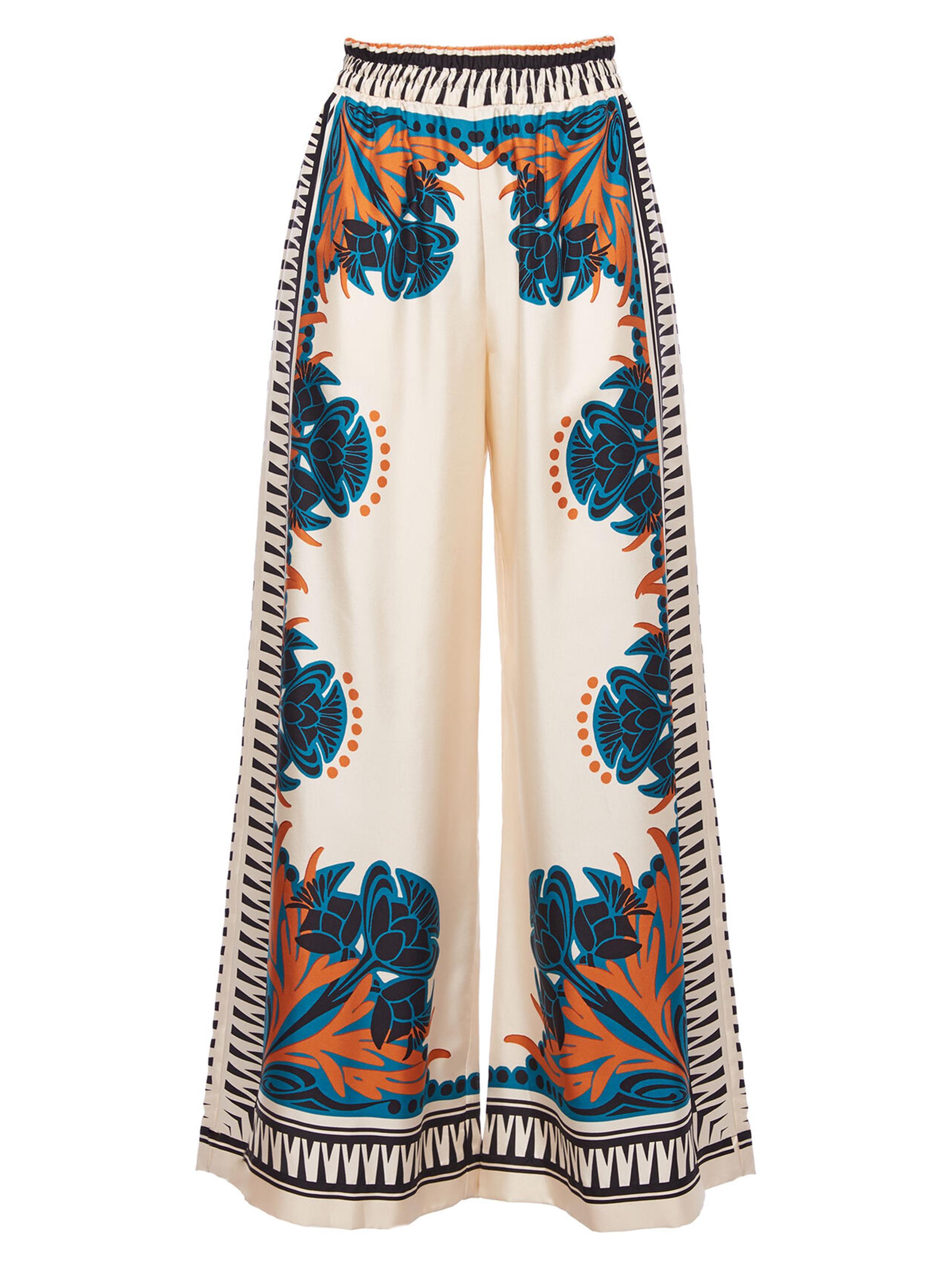 La DoubleJ Women's Palazzo Pants - Florence Placee Blue Petrol