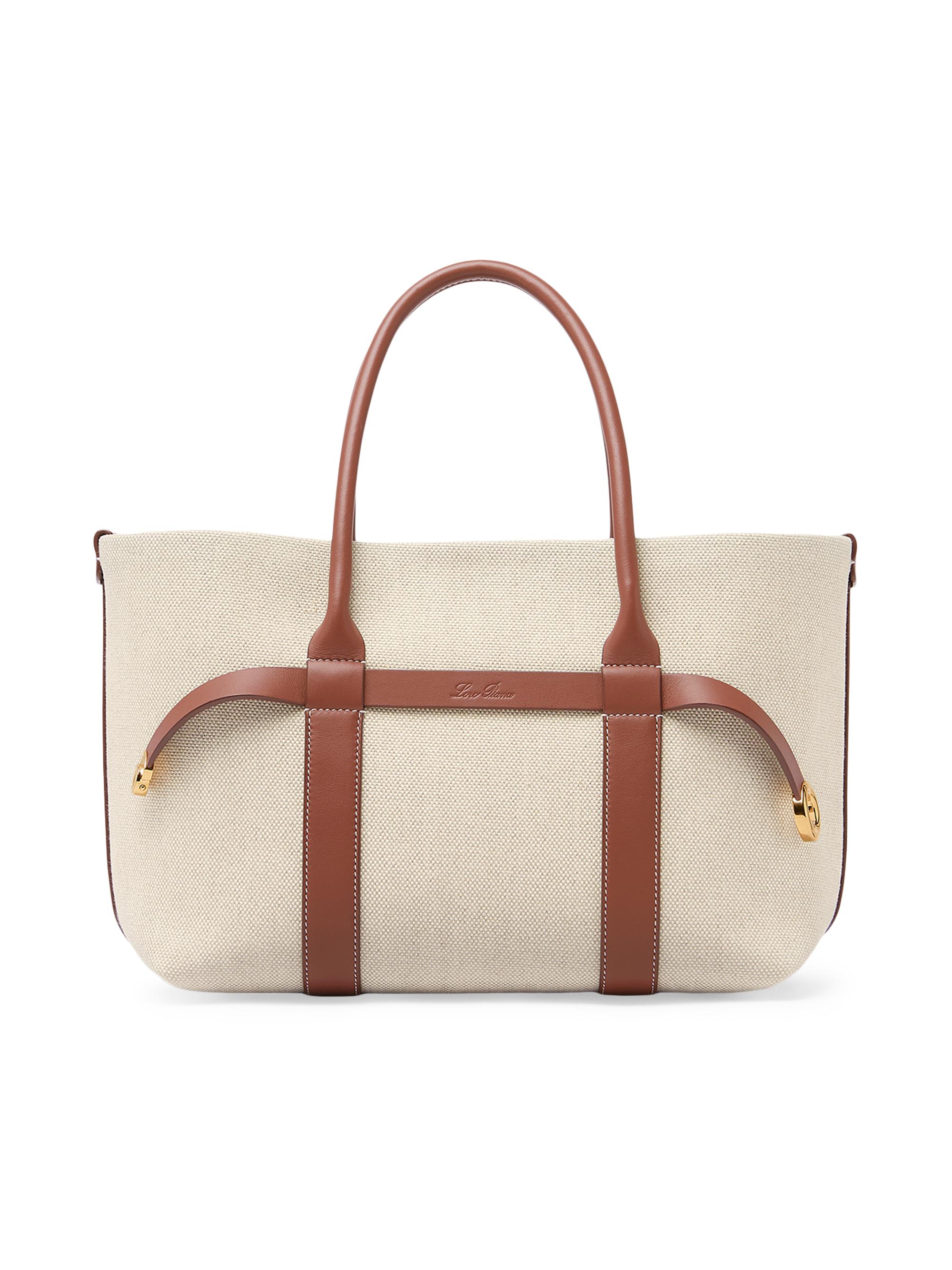 Loro Piana Women's  Ghiera Canvas & Leather Shopper Tote Bag - Natural Caramel Sugar