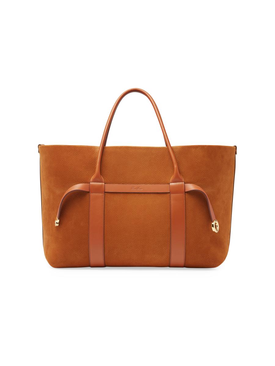 Loro Piana Women's Large Ghiera Grained Leather Shopper Tote Bag