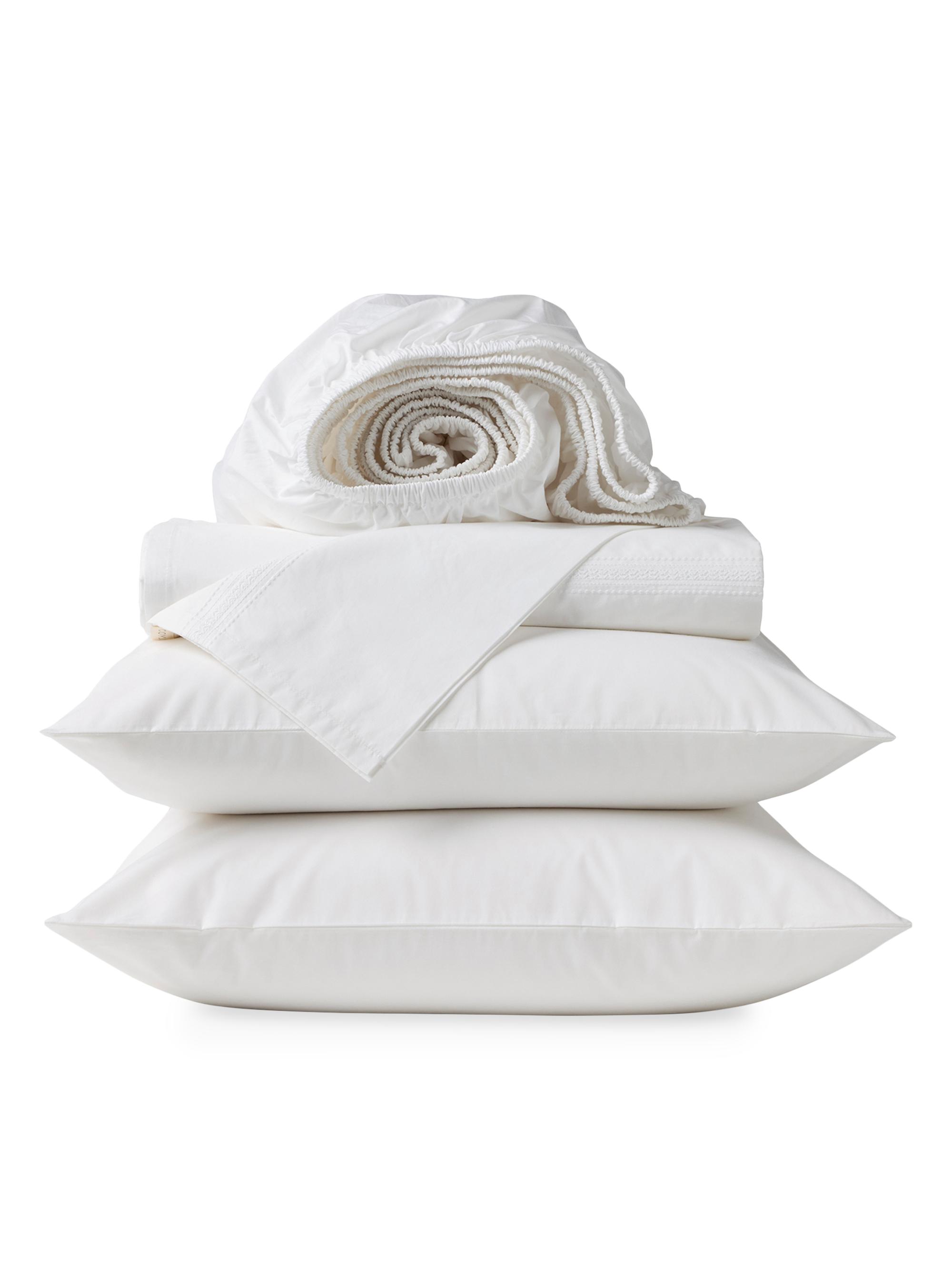 Coyuchi Landscape Embroidered Organic Sheet Set - Stone Alpine White California King