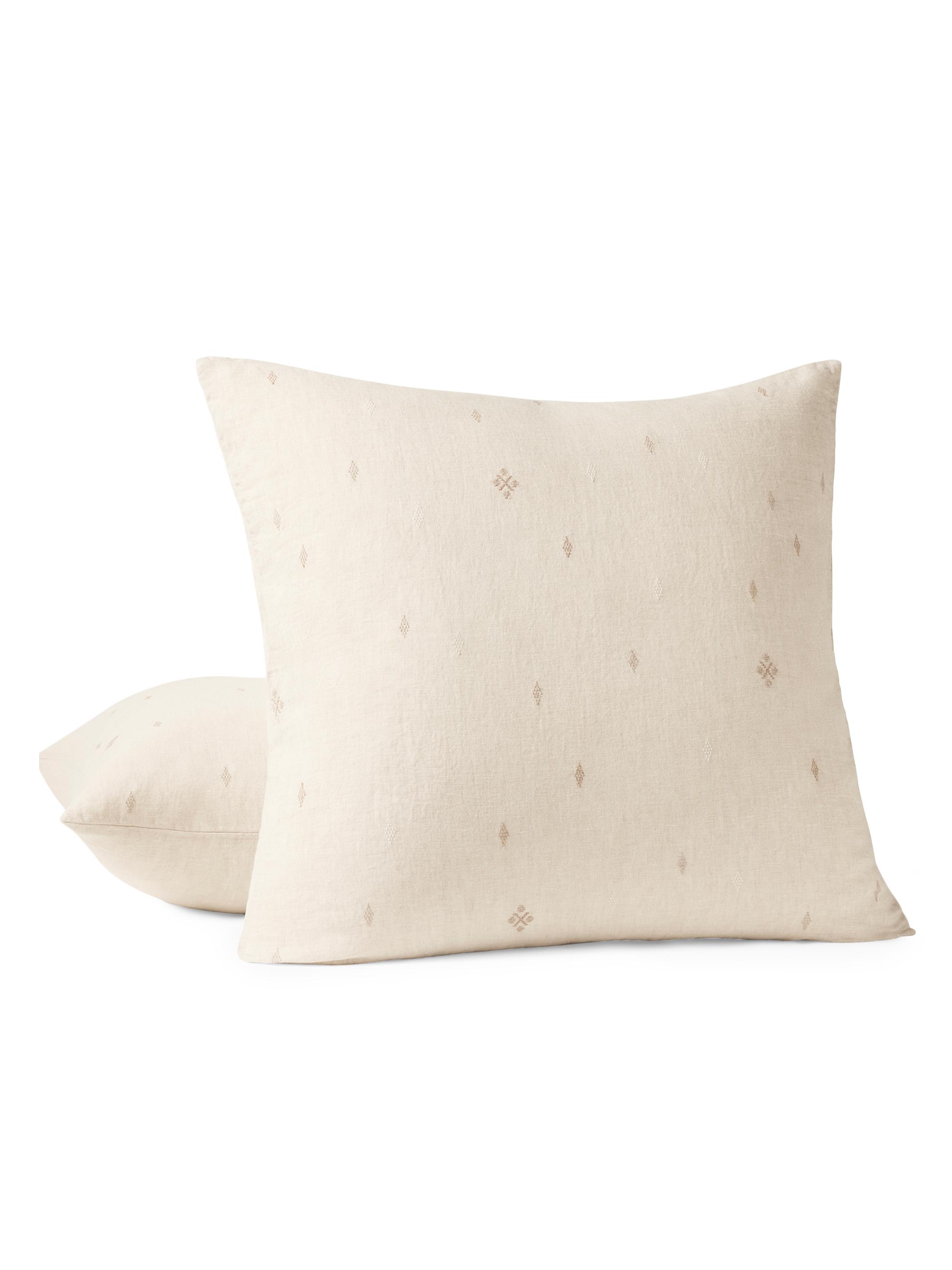 Coyuchi Cambria Embroidered Organic Linen Sham - Undyed Multi Standard