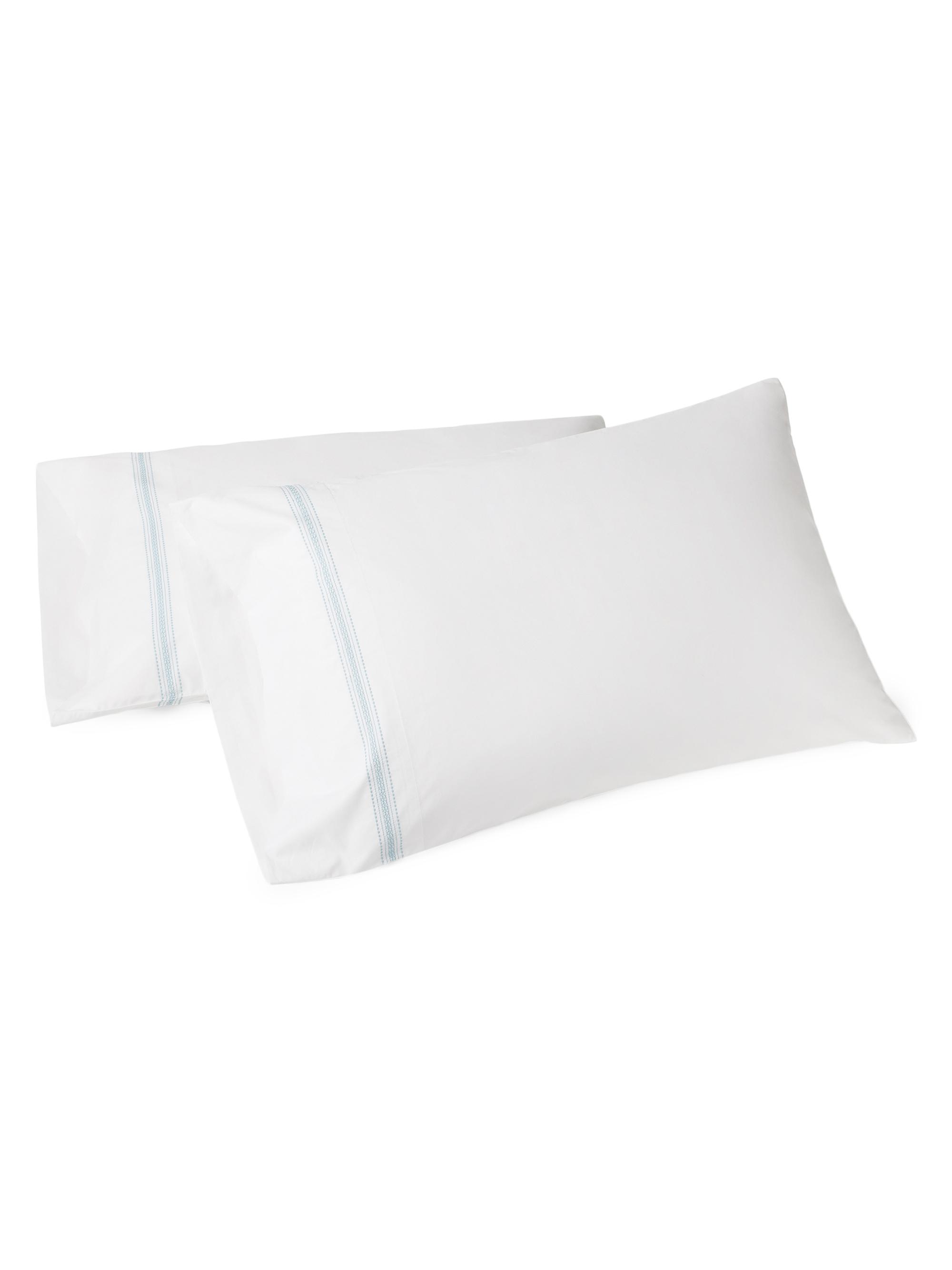 Coyuchi Landscape Embroidered Organic Pillowcase Set - Alpine White
