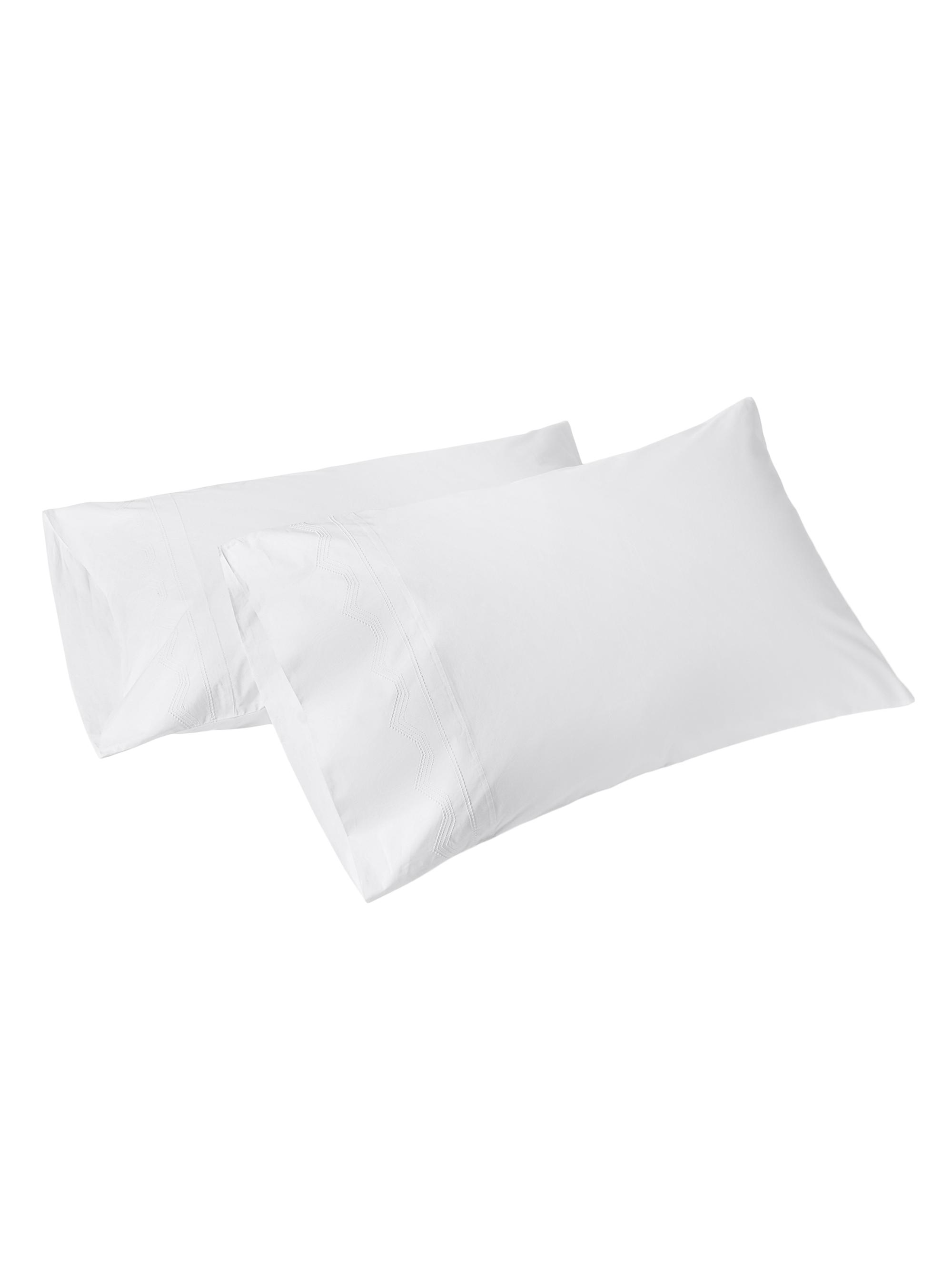 Coyuchi Vista Embroidered Organic Pillowcase Set of 2 - Alpine White King