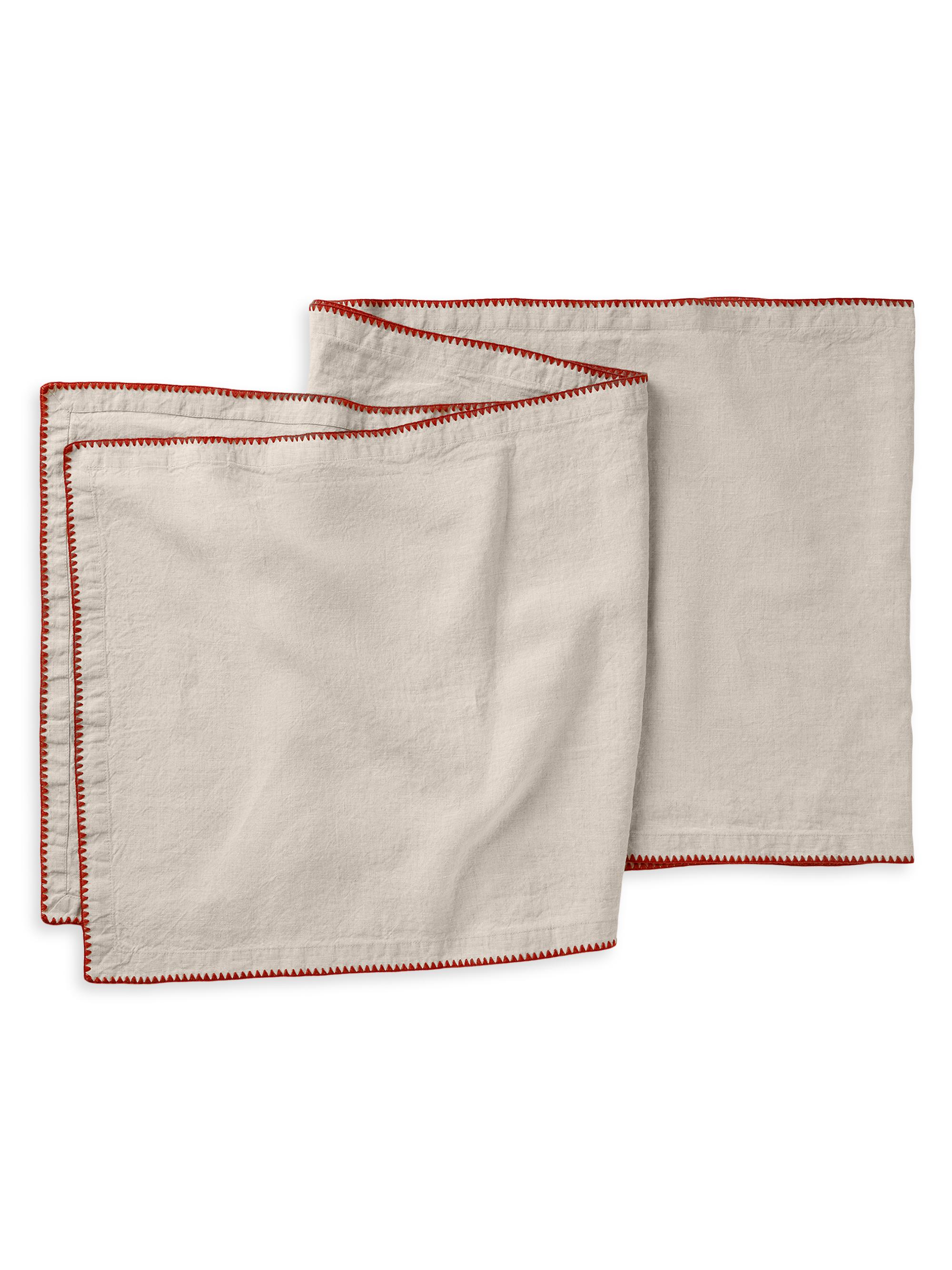 Coyuchi Olivos Embroidered Organic Linen Runner - Alpine White