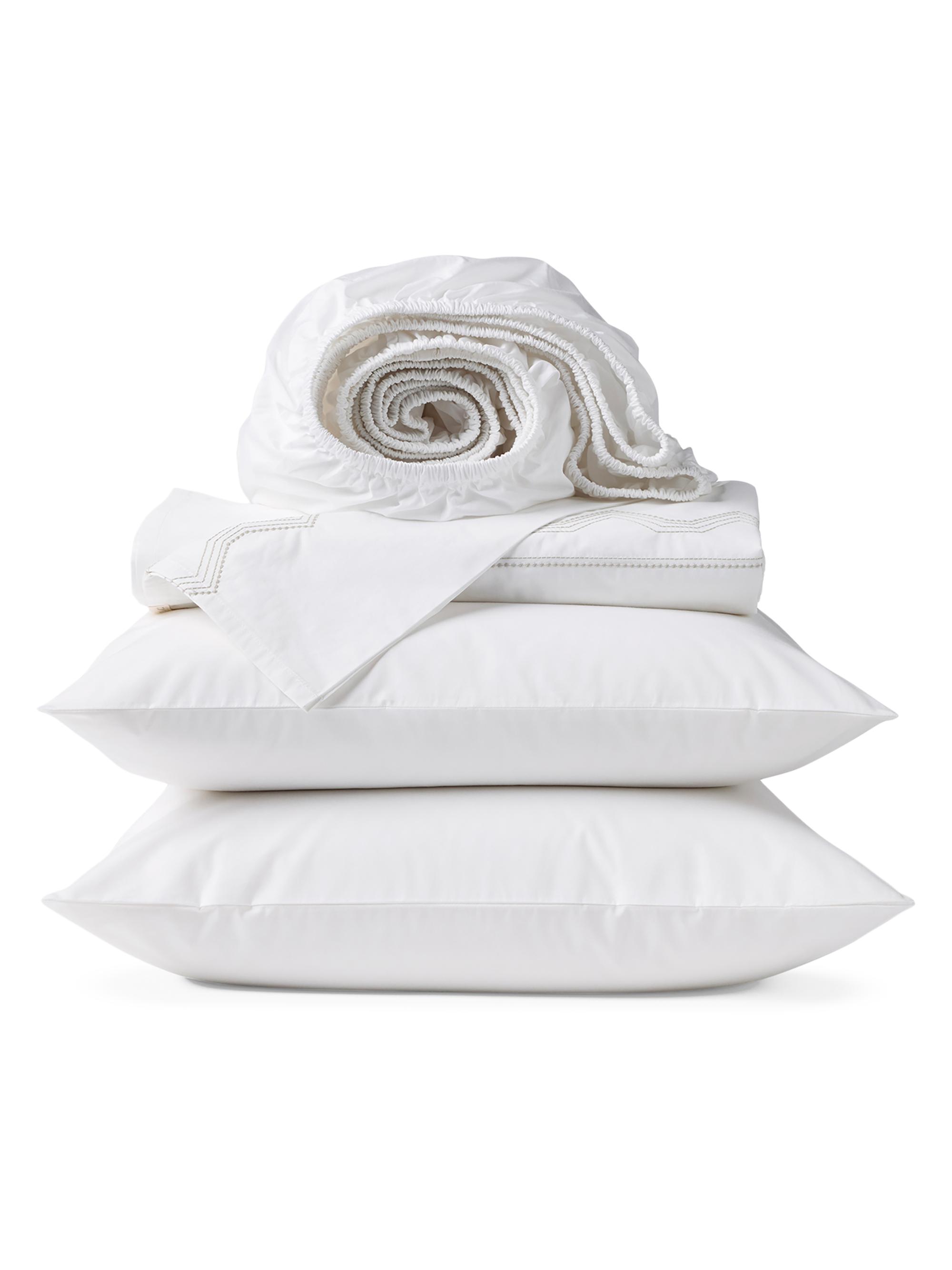 Coyuchi Vista Embroidered Organic Sheet Set - Alpine White Twin
