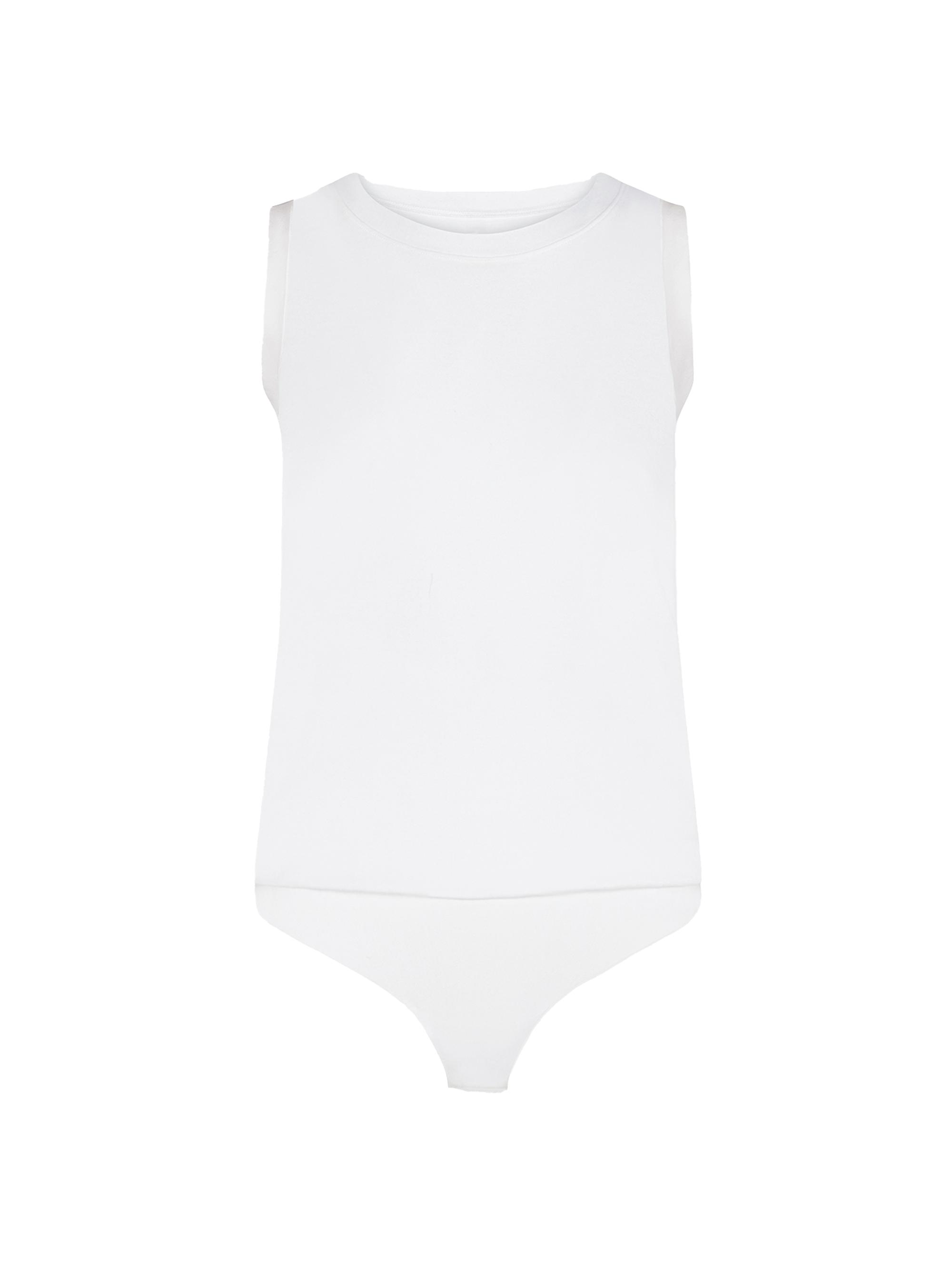 Commando Women's Essential Stretch-Jersey Round-Neck Bodysuit - White