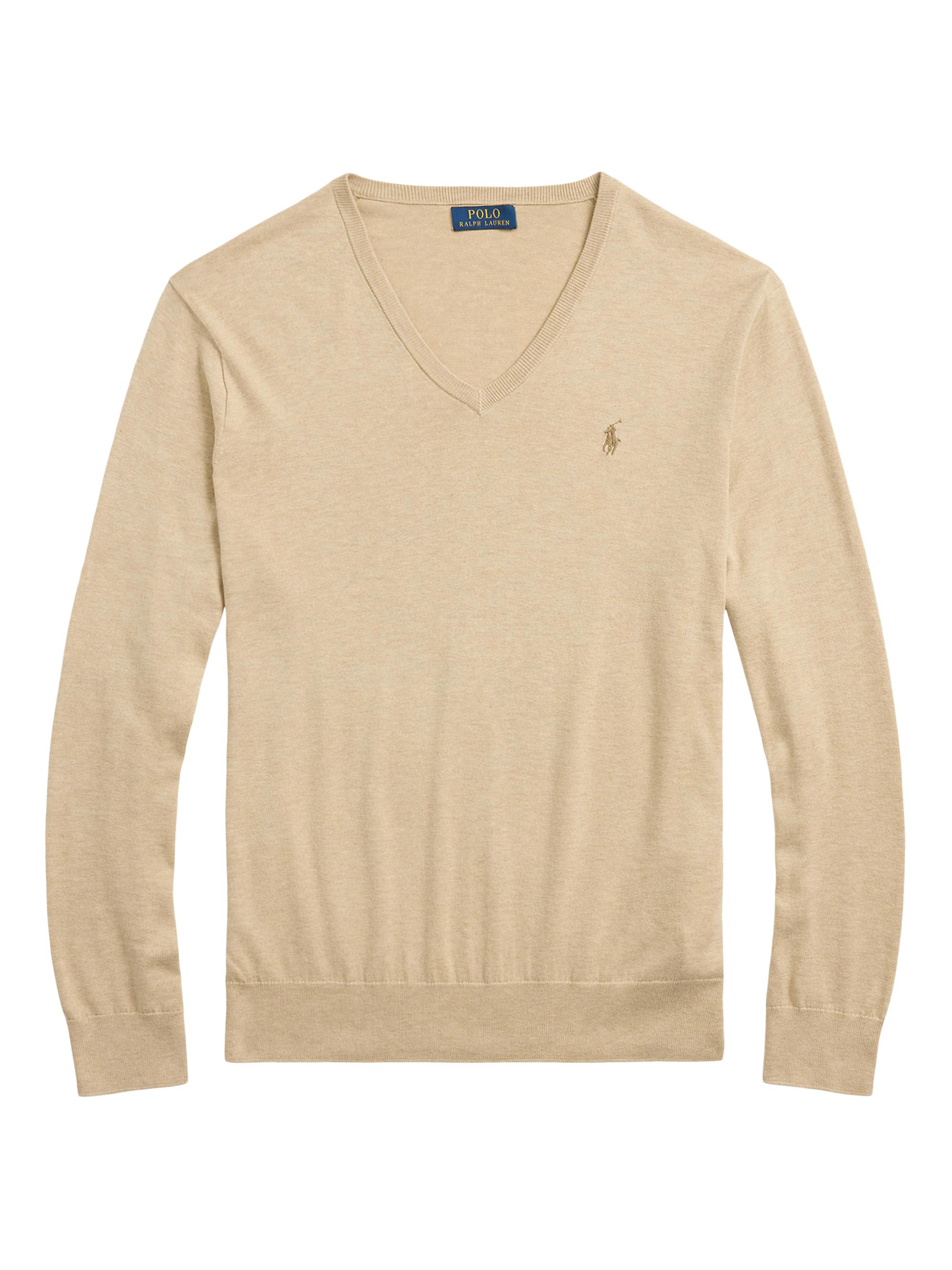 Polo Ralph Lauren Men's Logo Cotton V-Neck Sweater - Dune Melange