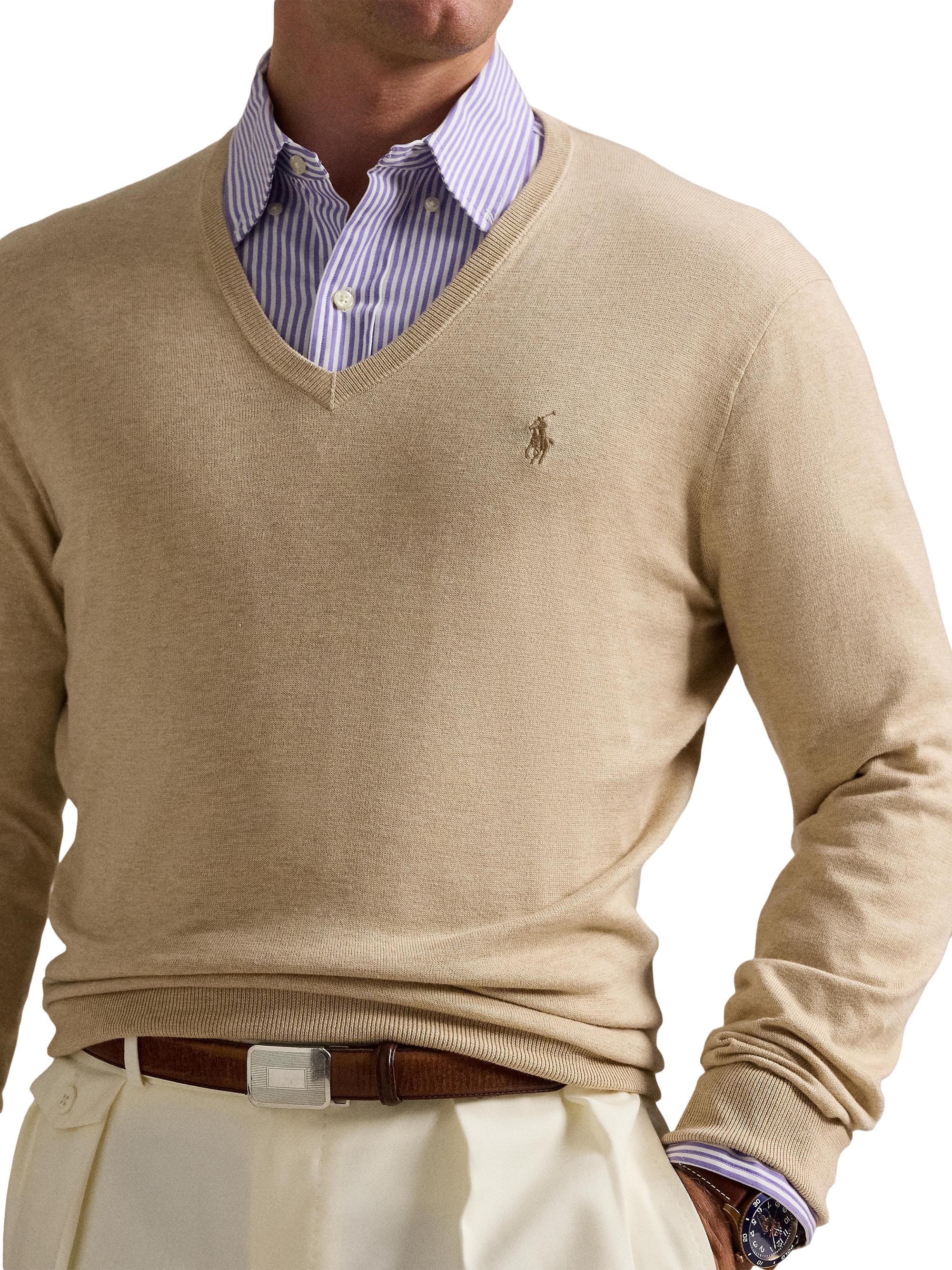 Polo Ralph Lauren Logo Cotton V-Neck Sweater | Saks Fifth Avenue