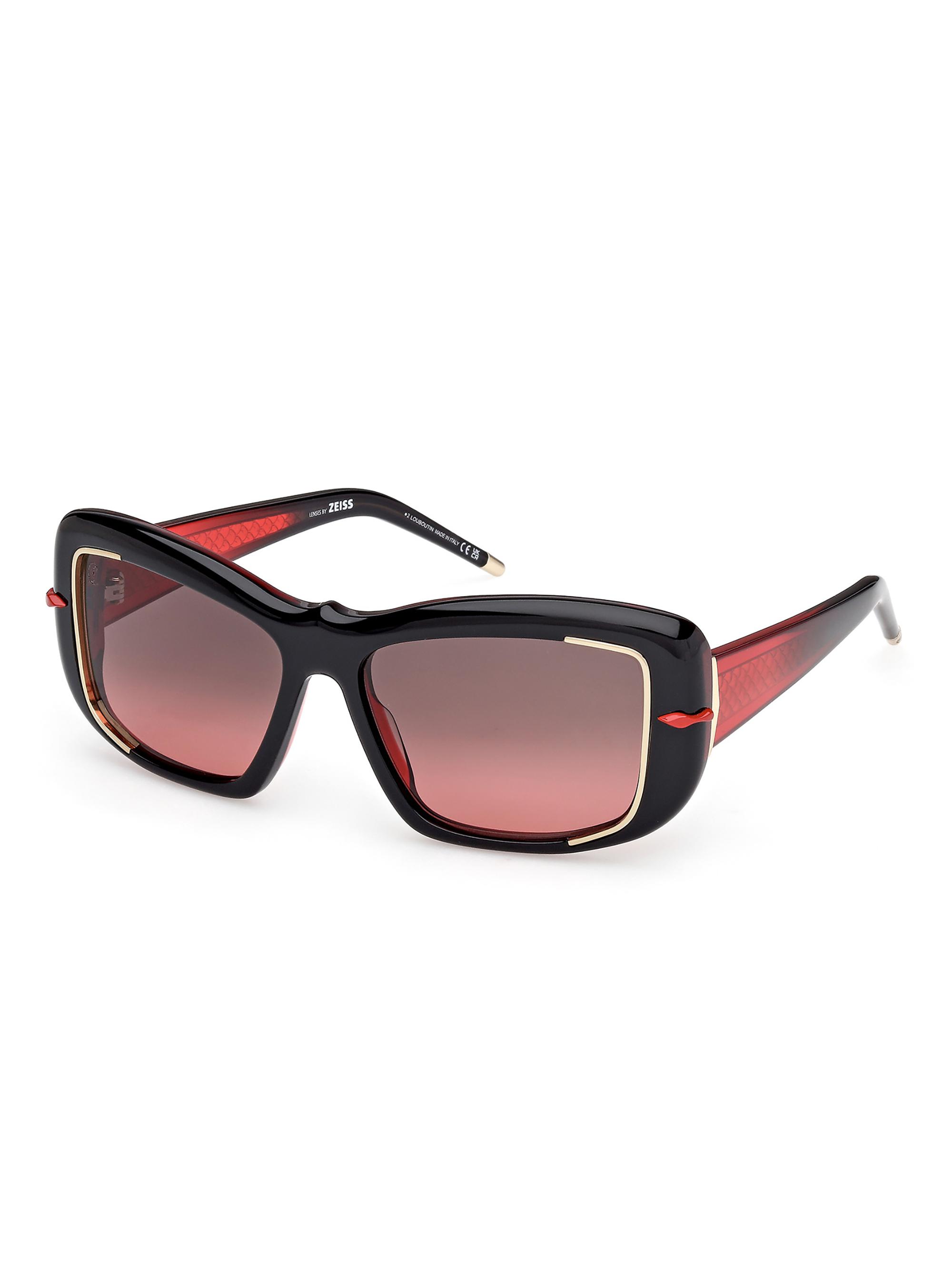 Christian Louboutin Women's 56MM Square Sunglasses - Black Red Black