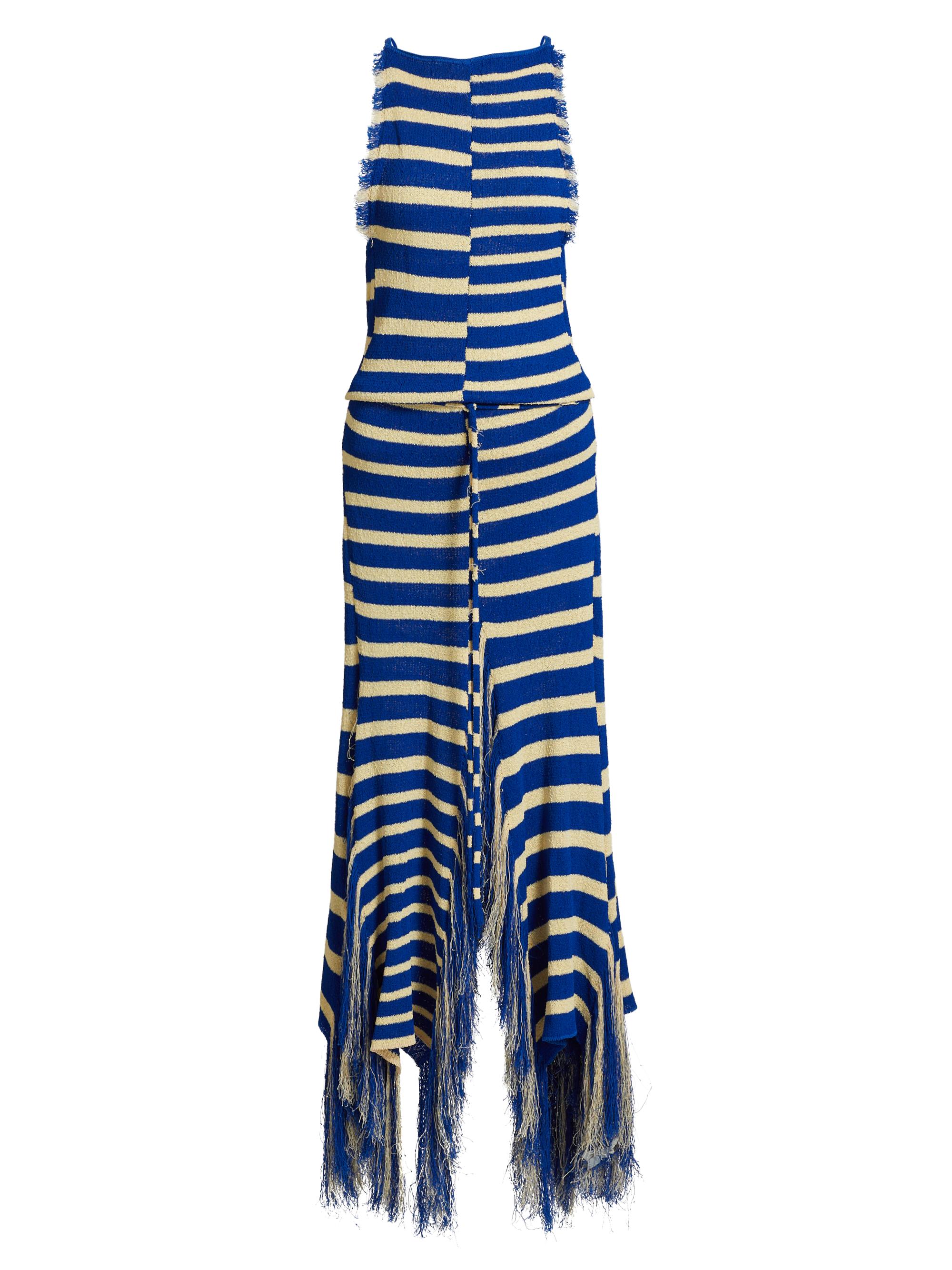 Proenza Schouler Women's Yves Stripe Fringed Knit Dress - Cobalt Multi