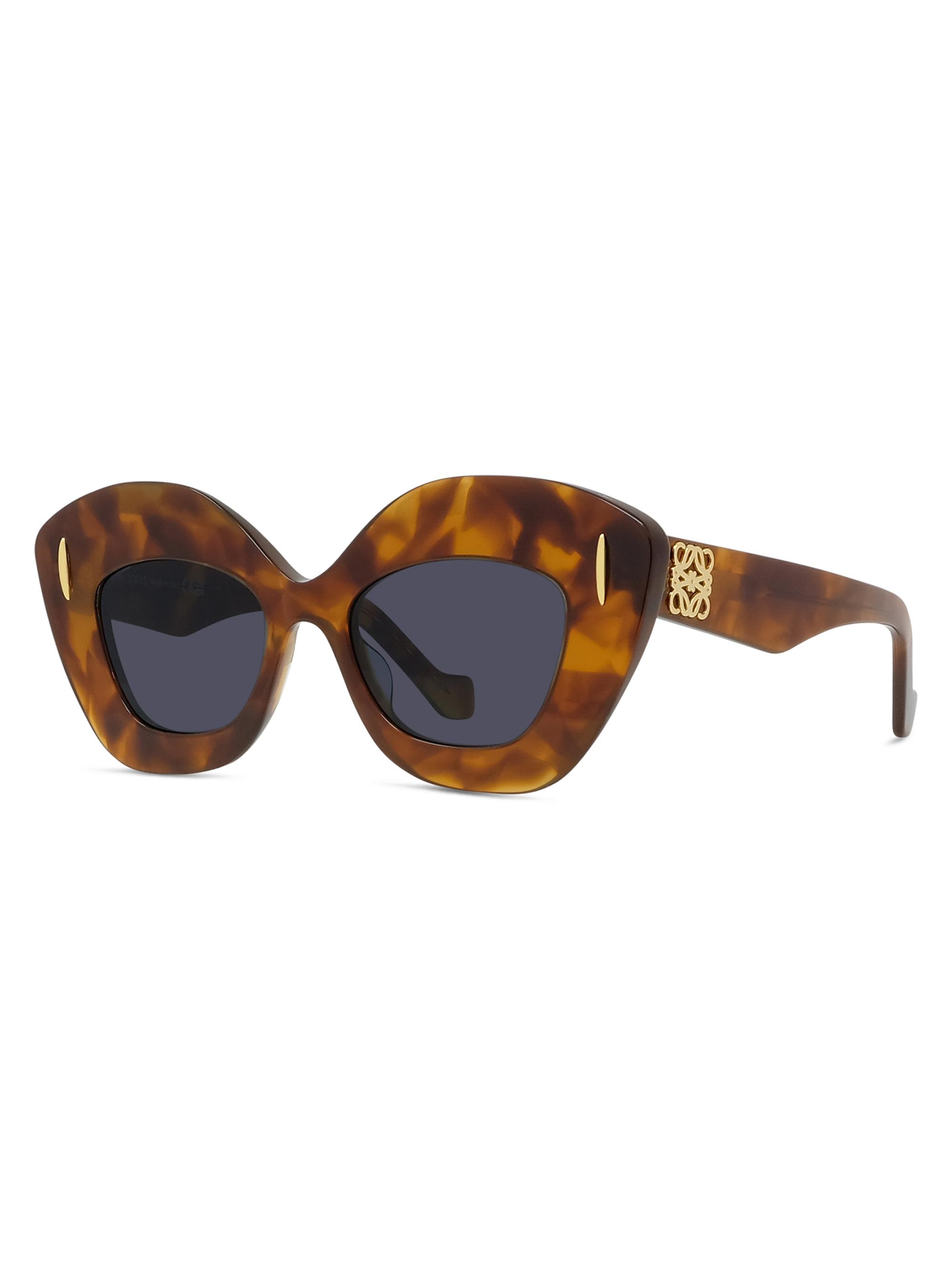 LOEWE Women's Anagram 48MM Cat-Eye Sunglasses - Tortoise Havana Blue | Thumbnail 9
