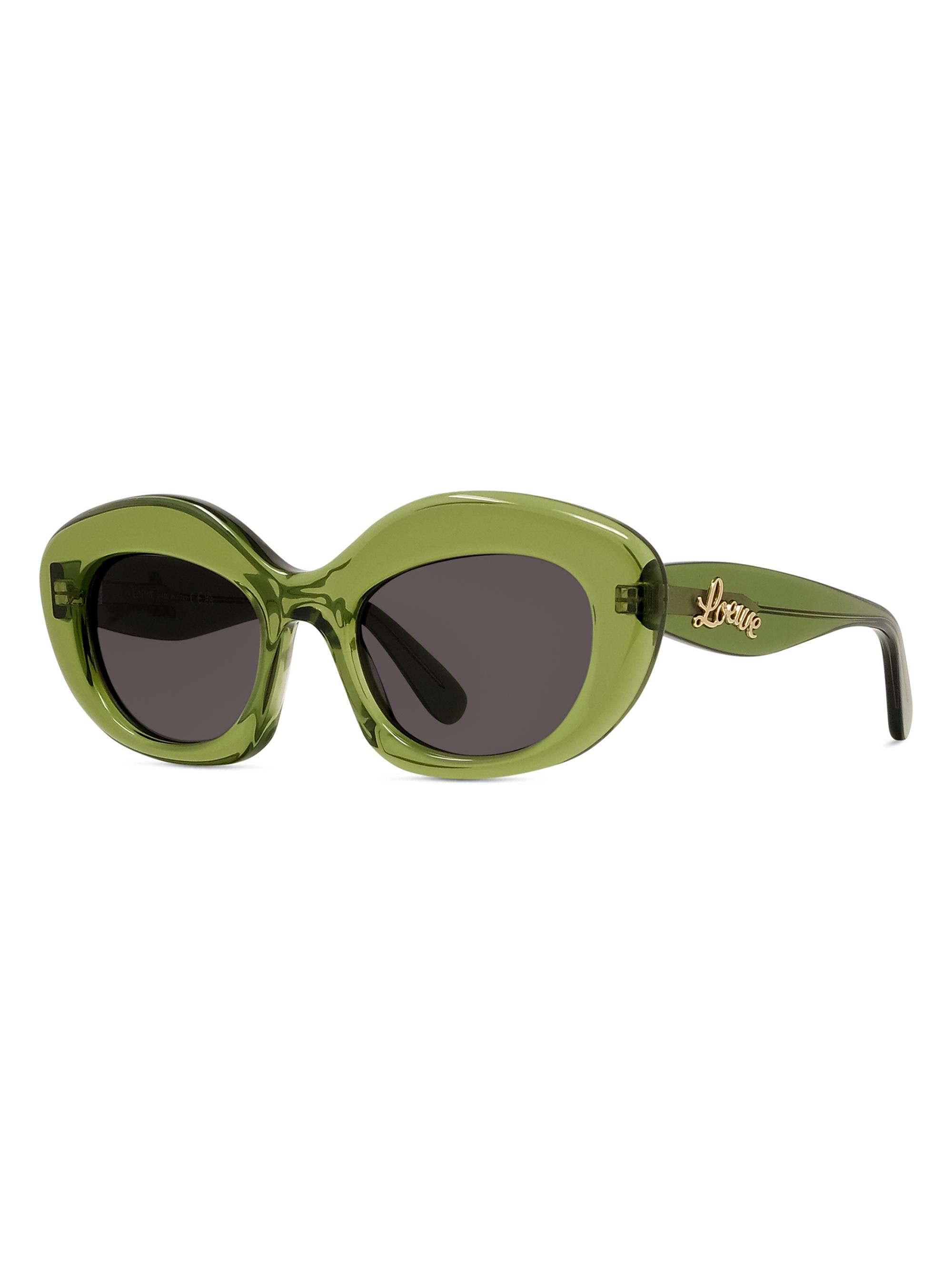 Loewe Dark Green Oval Sunglasses Loewe Oval Acetate Sunglasses W/ Anagram In Shiny Dark Green  main image 3