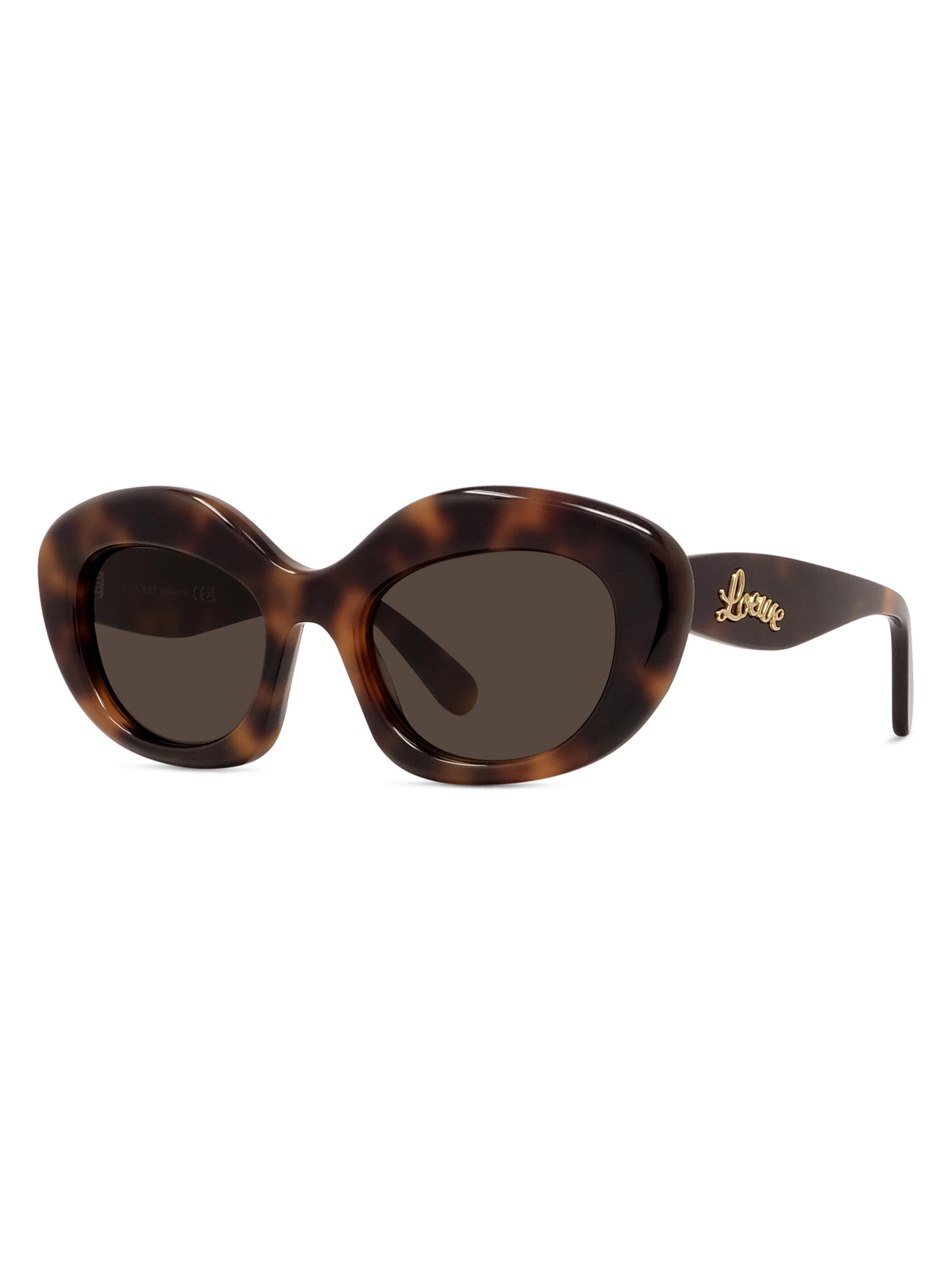 LOEWE Women's Curvy 51MM Cat-Eye Sunglasses - Havana Brown Black