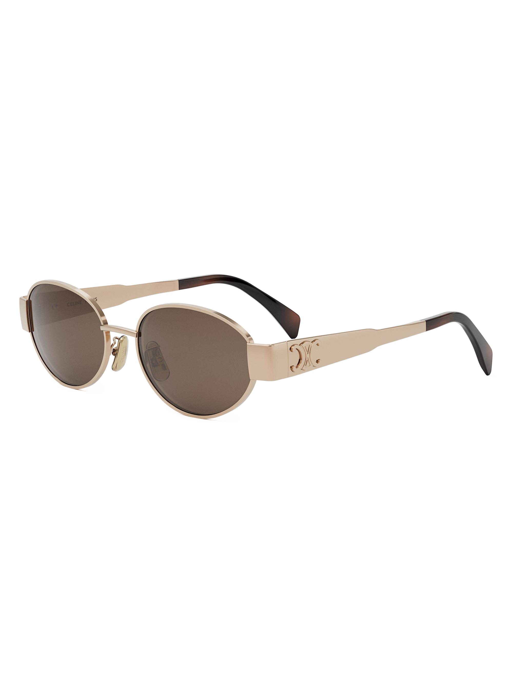 CELINE Men's Metal Triomphe 54mm Oval Sunglasses - Rose Gold Brown