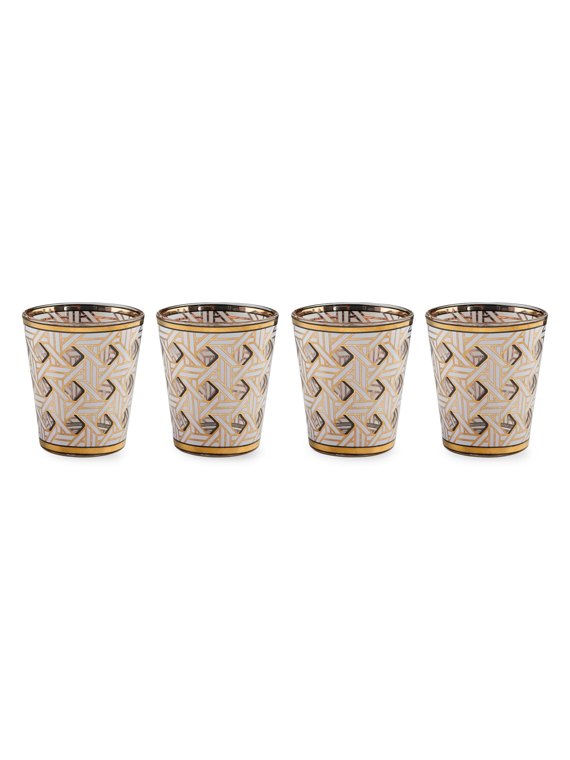 Jonathan Adler Basketweave Glasses 4-Piece Set - Gold