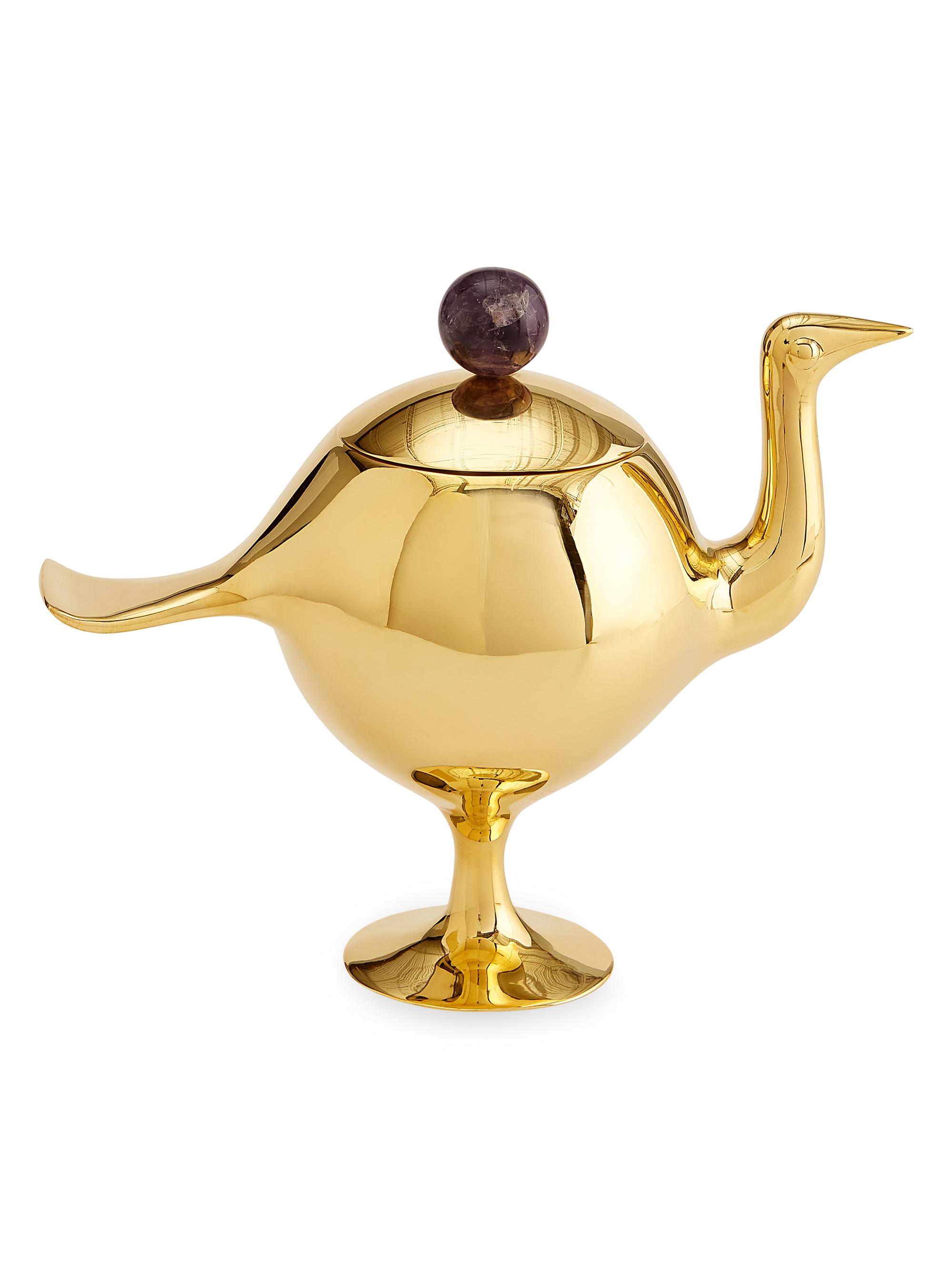 Jonathan Adler Brass & Amethyst Bird Box - Brass