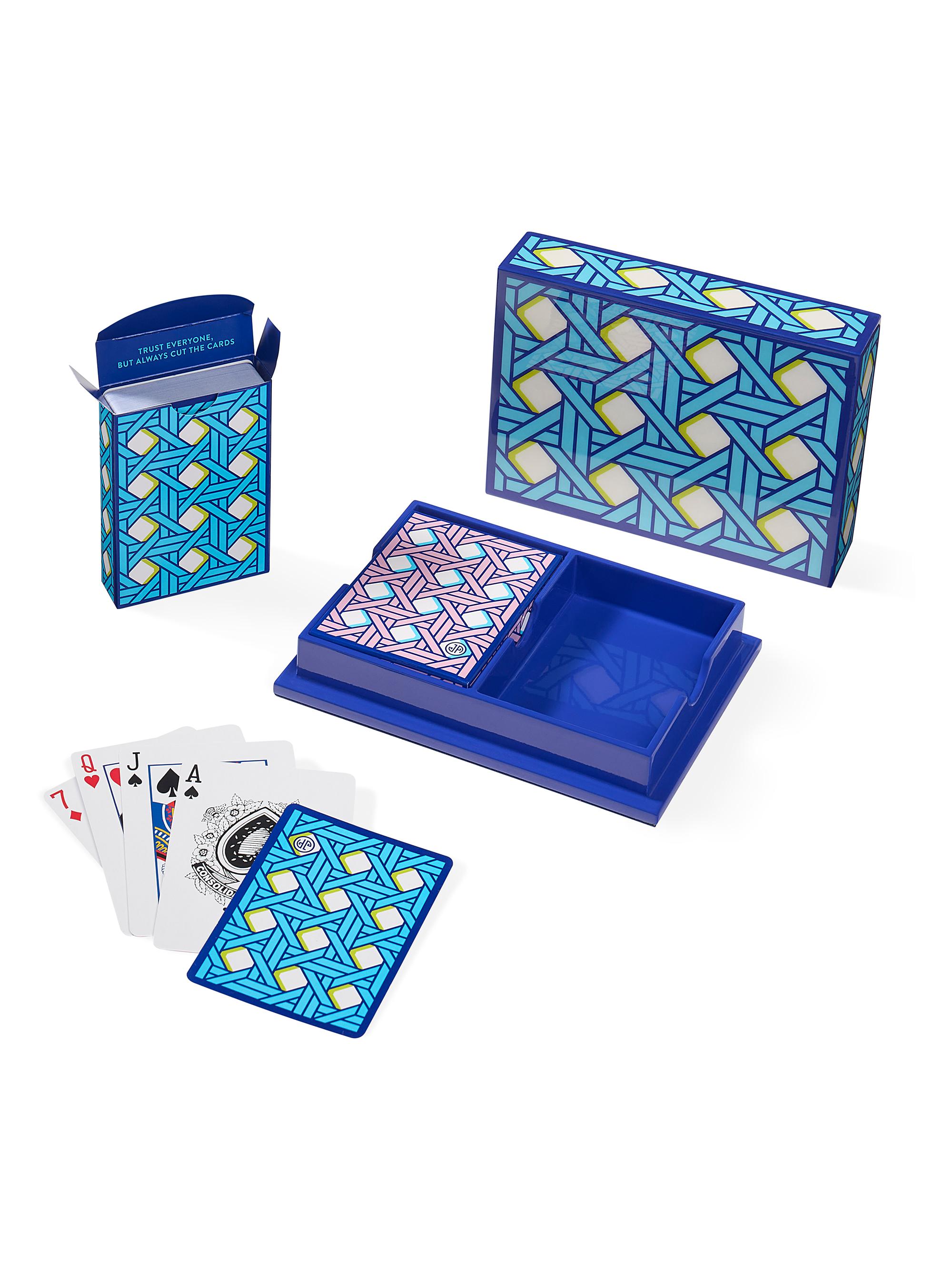 Jonathan Adler Basketweave Lacquer Card Set - Blue