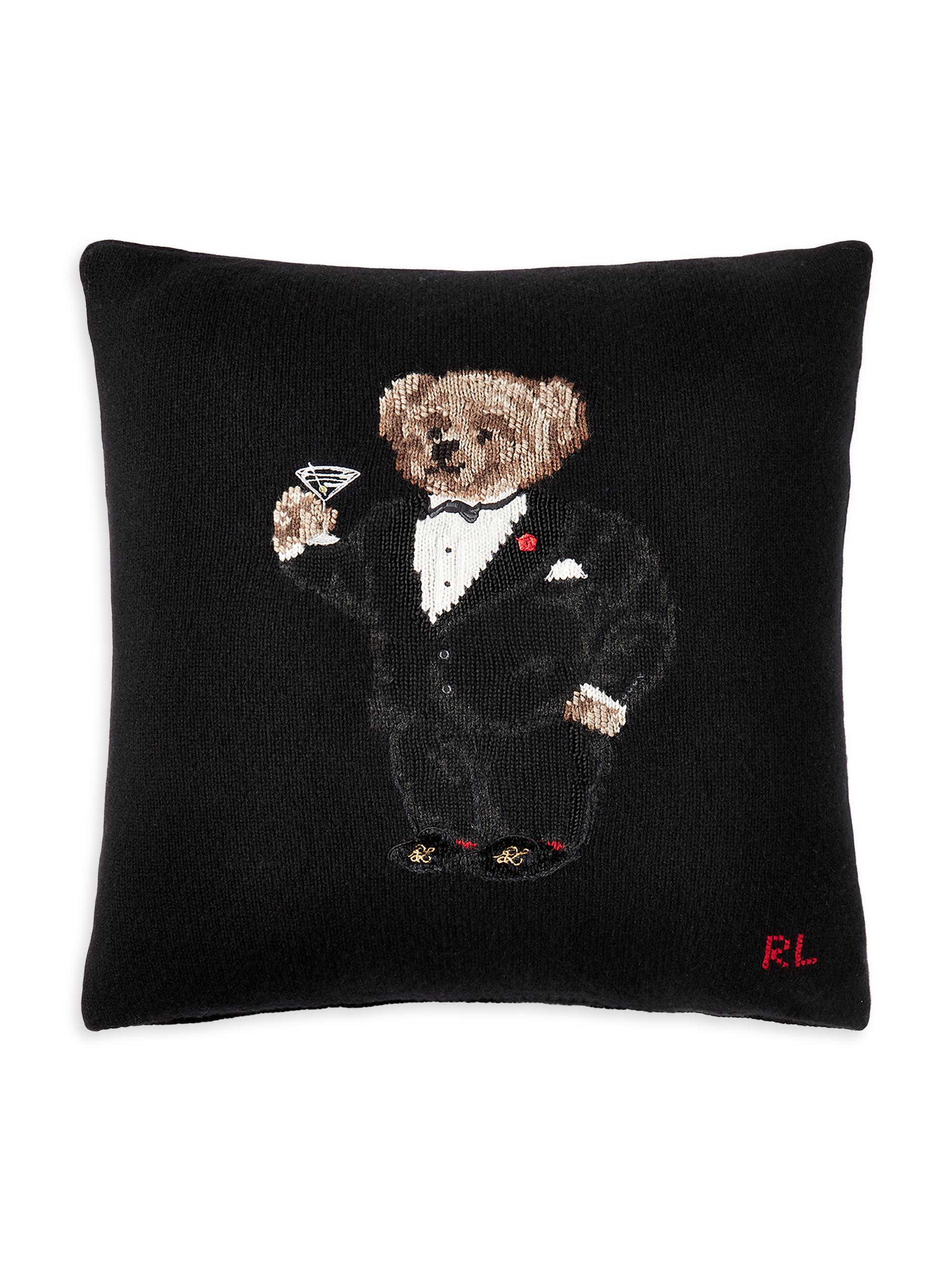 Ralph Lauren Martini Bear Knit Throw Pillow - Black