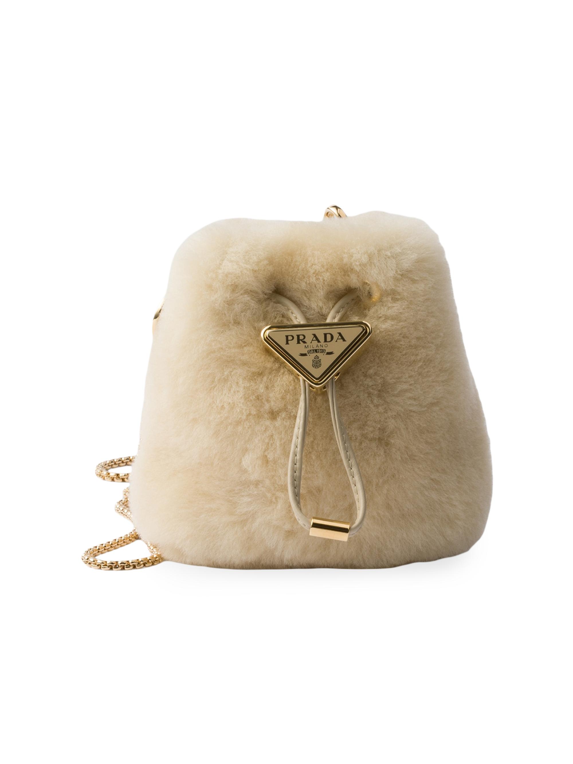 Prada Women's Sheepskin Mini Pouch - Beige Khaki