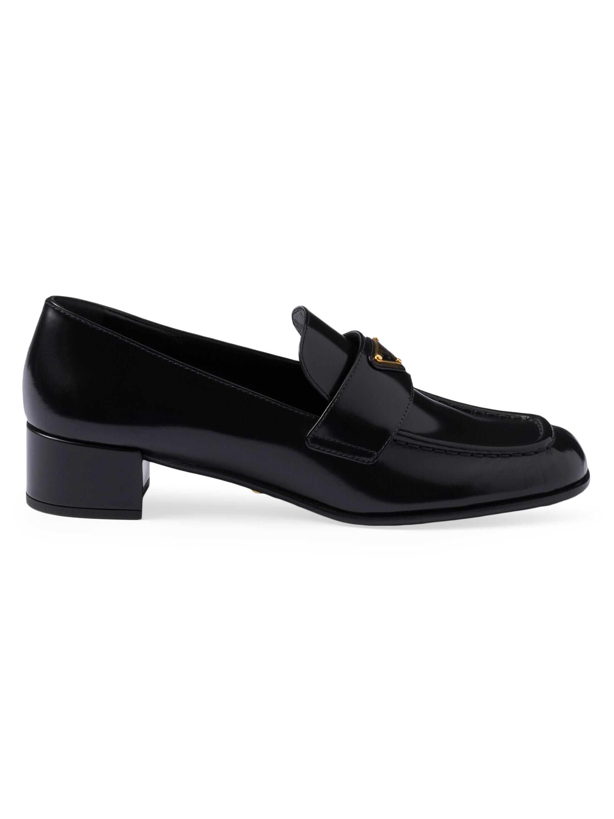 Prada Women's Brushed Leather Loafers - Black