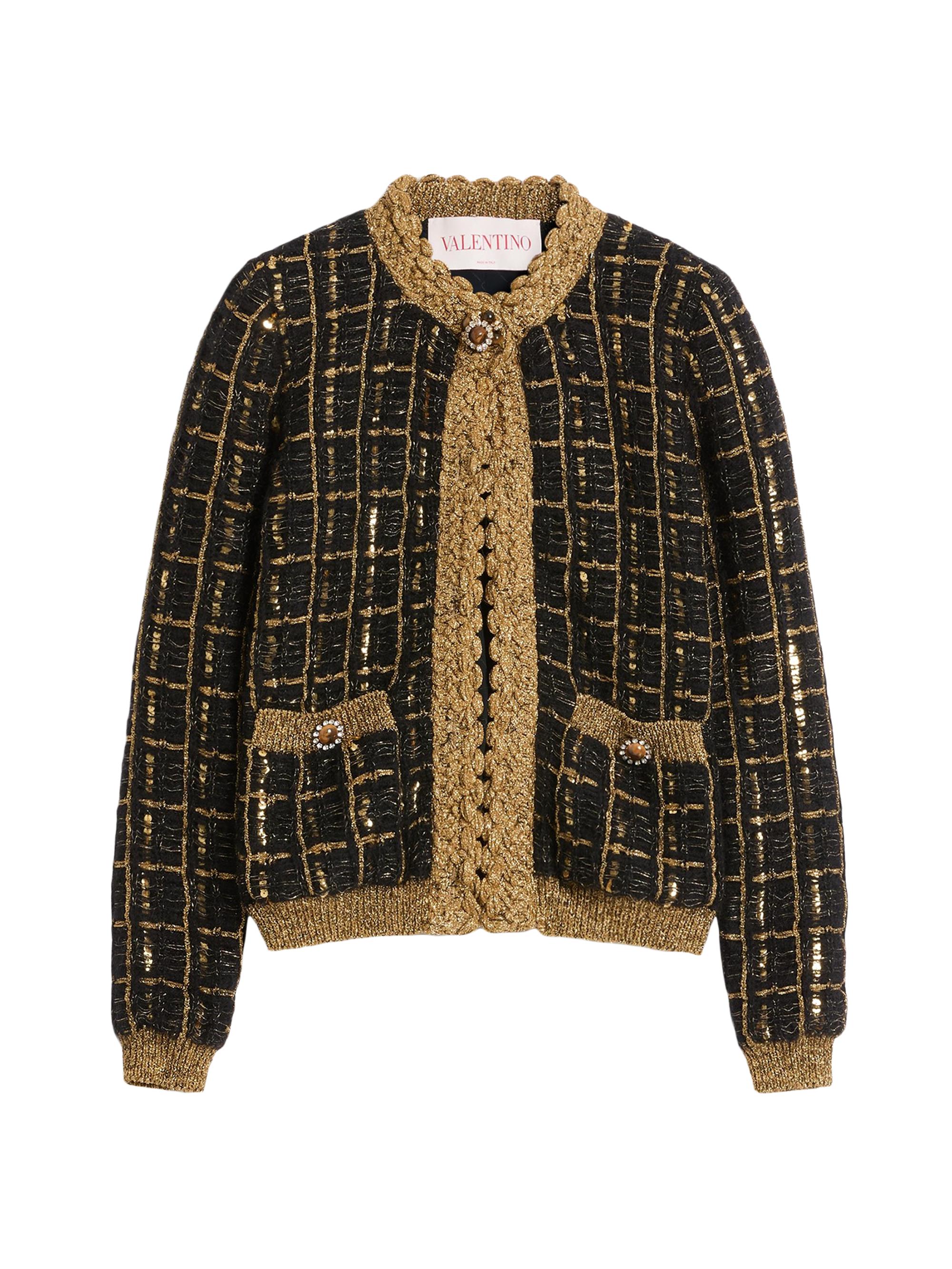 Valentino Garavani Women's Mohair and Sequin Knit Jacket - Black Gold
