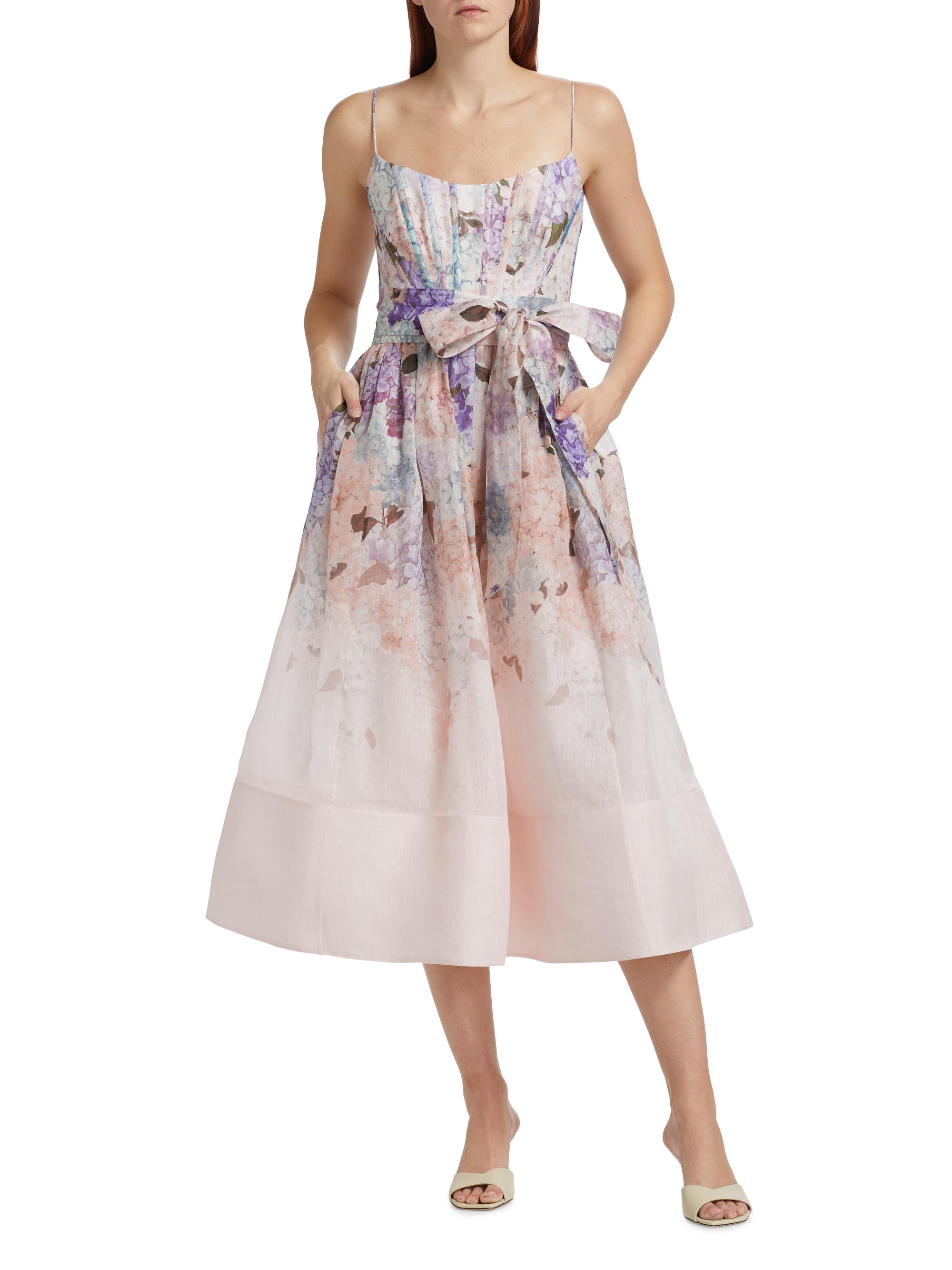 Zimmermann Bliss Floral Corset-Style Cocktail Dress Saks Fifth