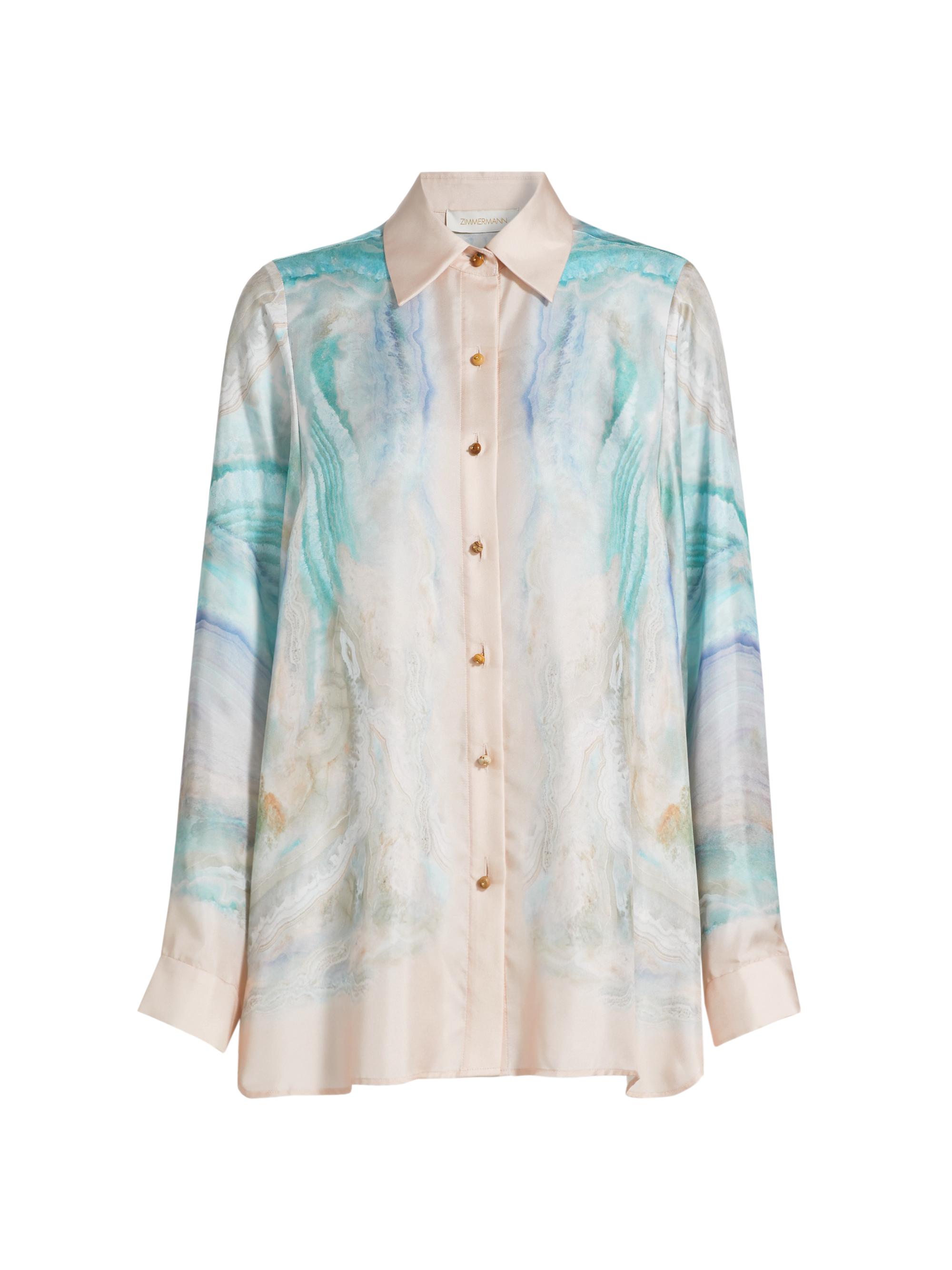 Zimmermann Women's Illuminate Relaxed Button-Front Shirt - Blue Agate