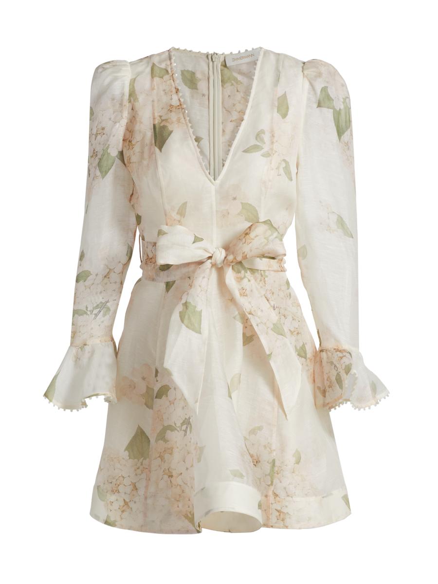ZIMMERMANN ジマーマン ワンピース Balance linen&silk 1041025 Balance floral linen and silk minidress in black