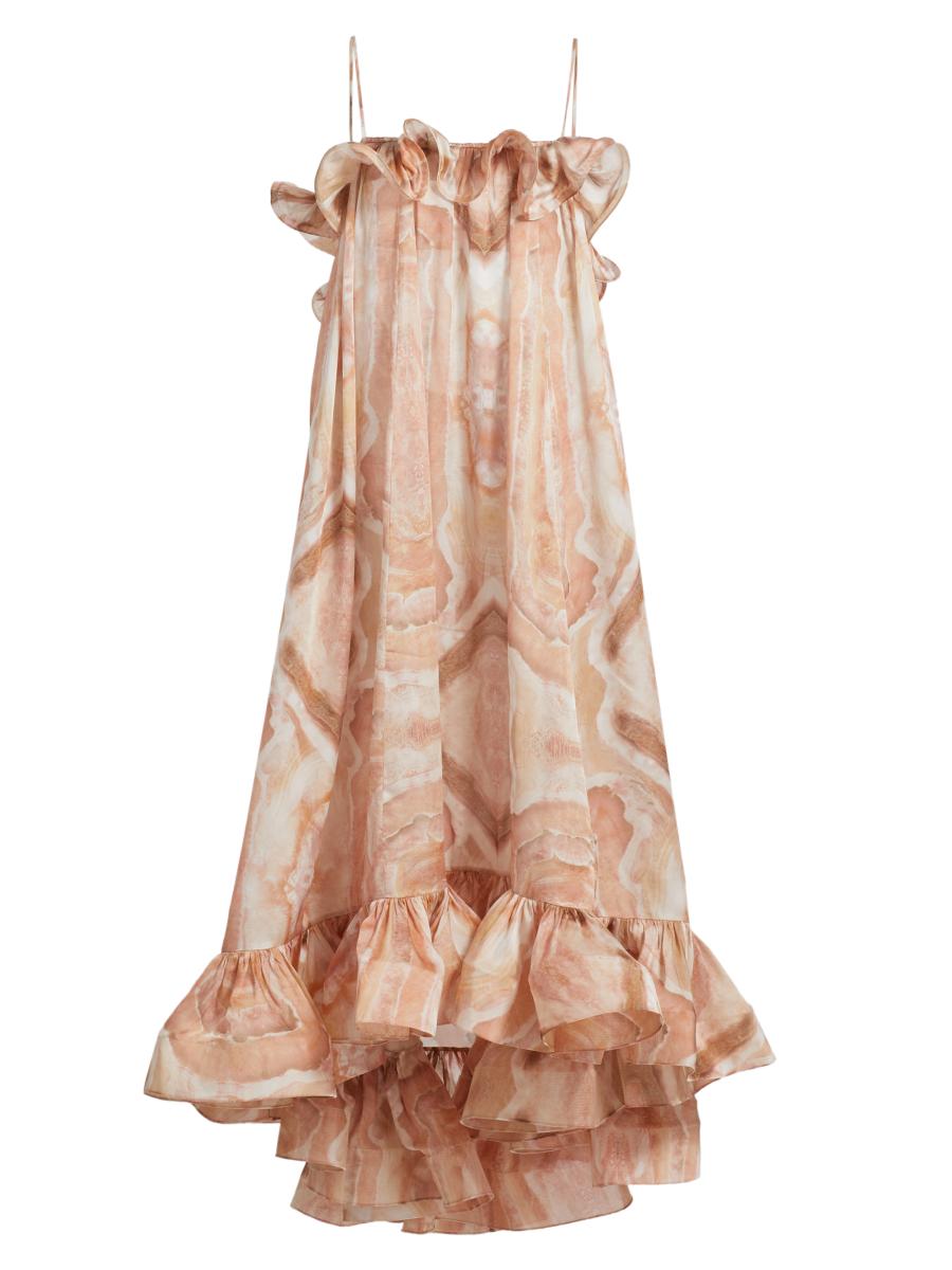 【送料&関税込】Zimmermann Illuminate Slip Dress In Linen An Zimmermann Illuminate Slip Dress In Linen And Silk In Multi
