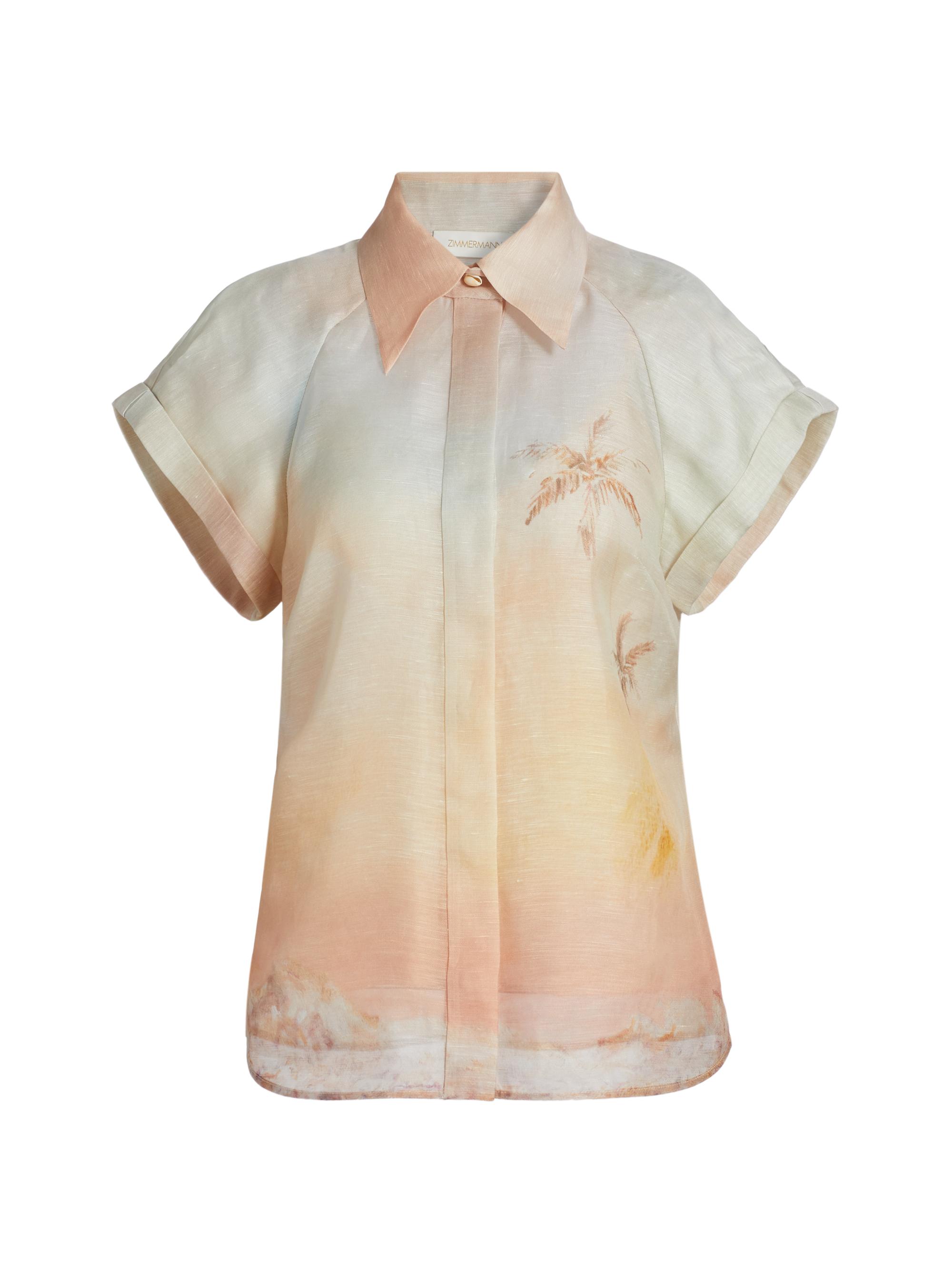 Zimmermann Women's Illuminate Fitted Blouse - Guava Seascape