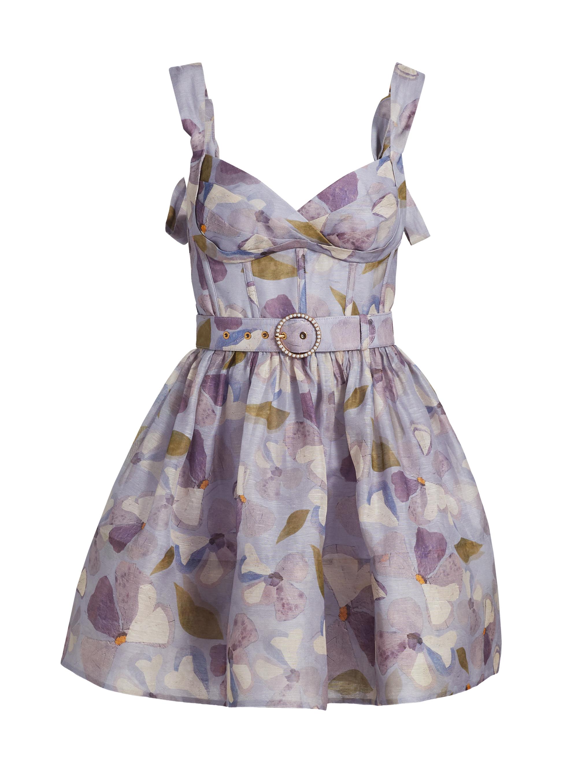 strapless open back dress Purple Ruched Top Satin Pleated Tea Length Dress main image 0