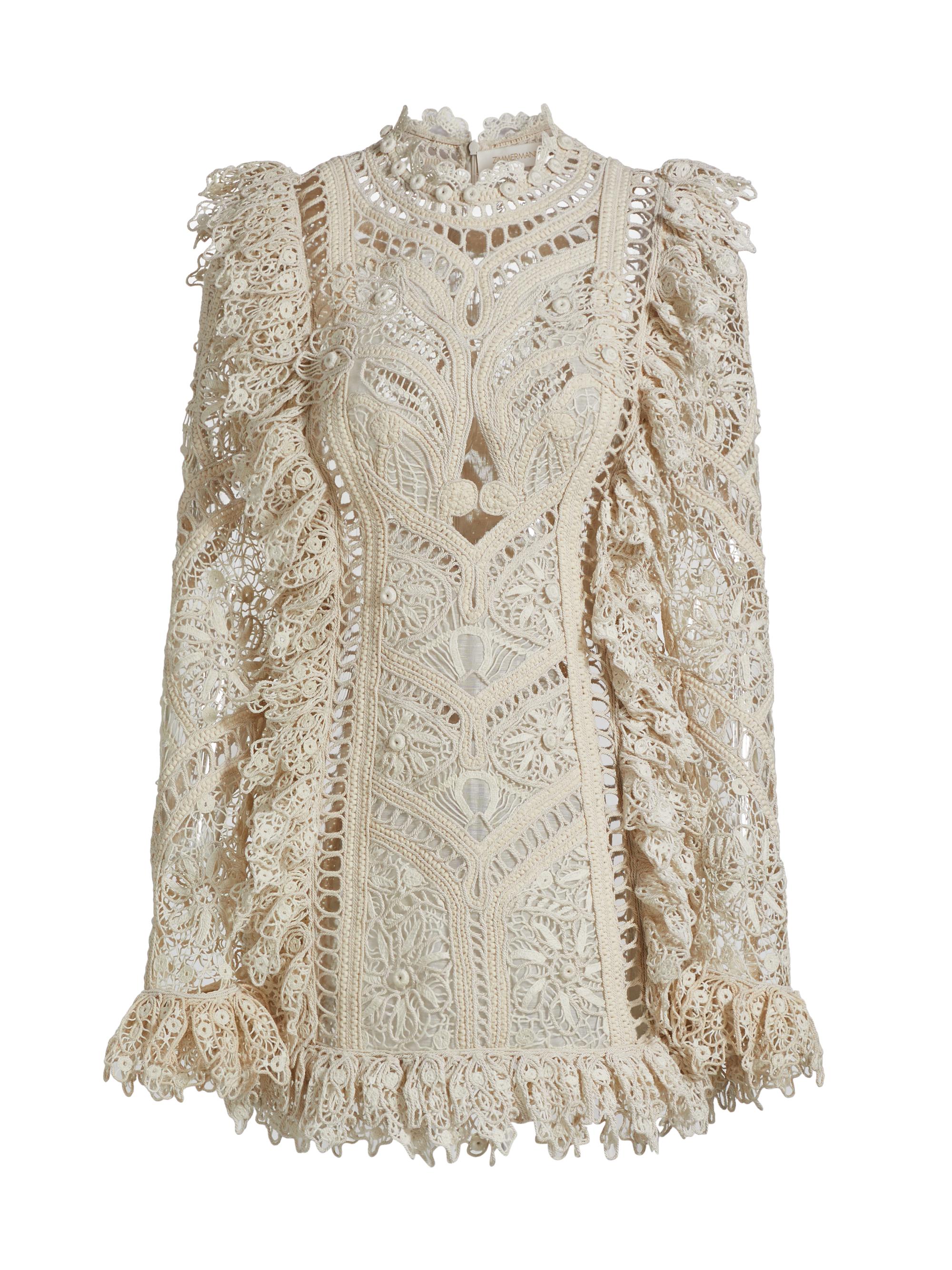 Zimmermann Cornelli Lace Ruffle-Trim Minidress | Saks Fifth Avenue