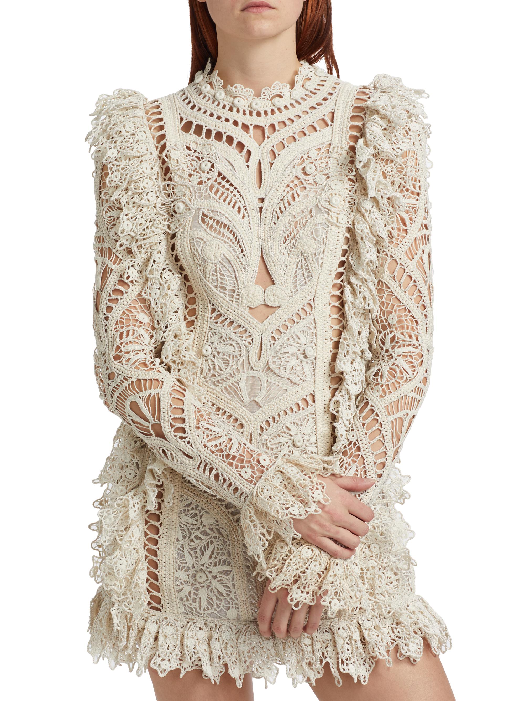 Zimmermann Cornelli Lace Ruffle-Trim Minidress | Saks Fifth Avenue