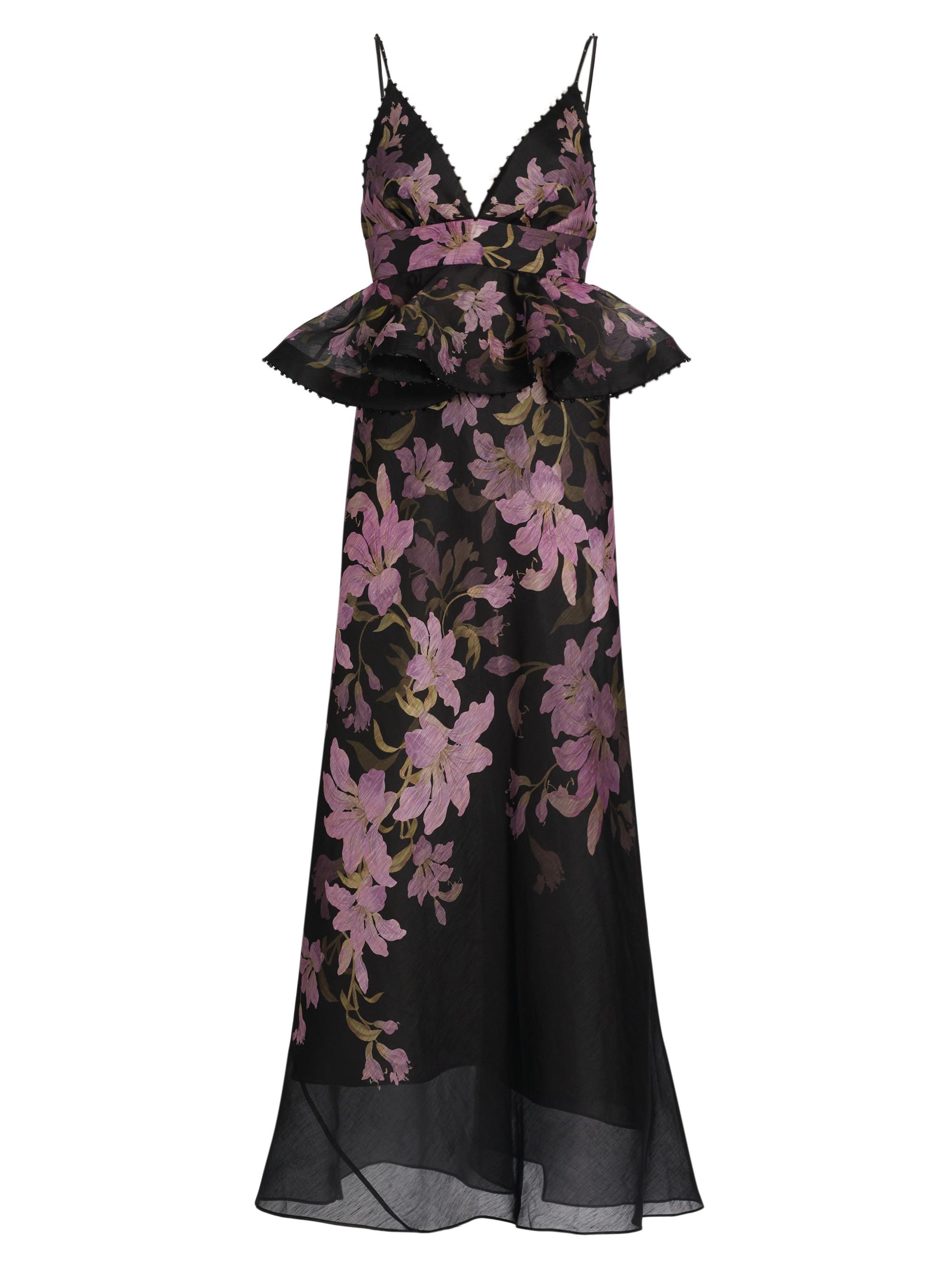 Zimmermann Women's Dawning Peplum Slip Gown - Black Lily