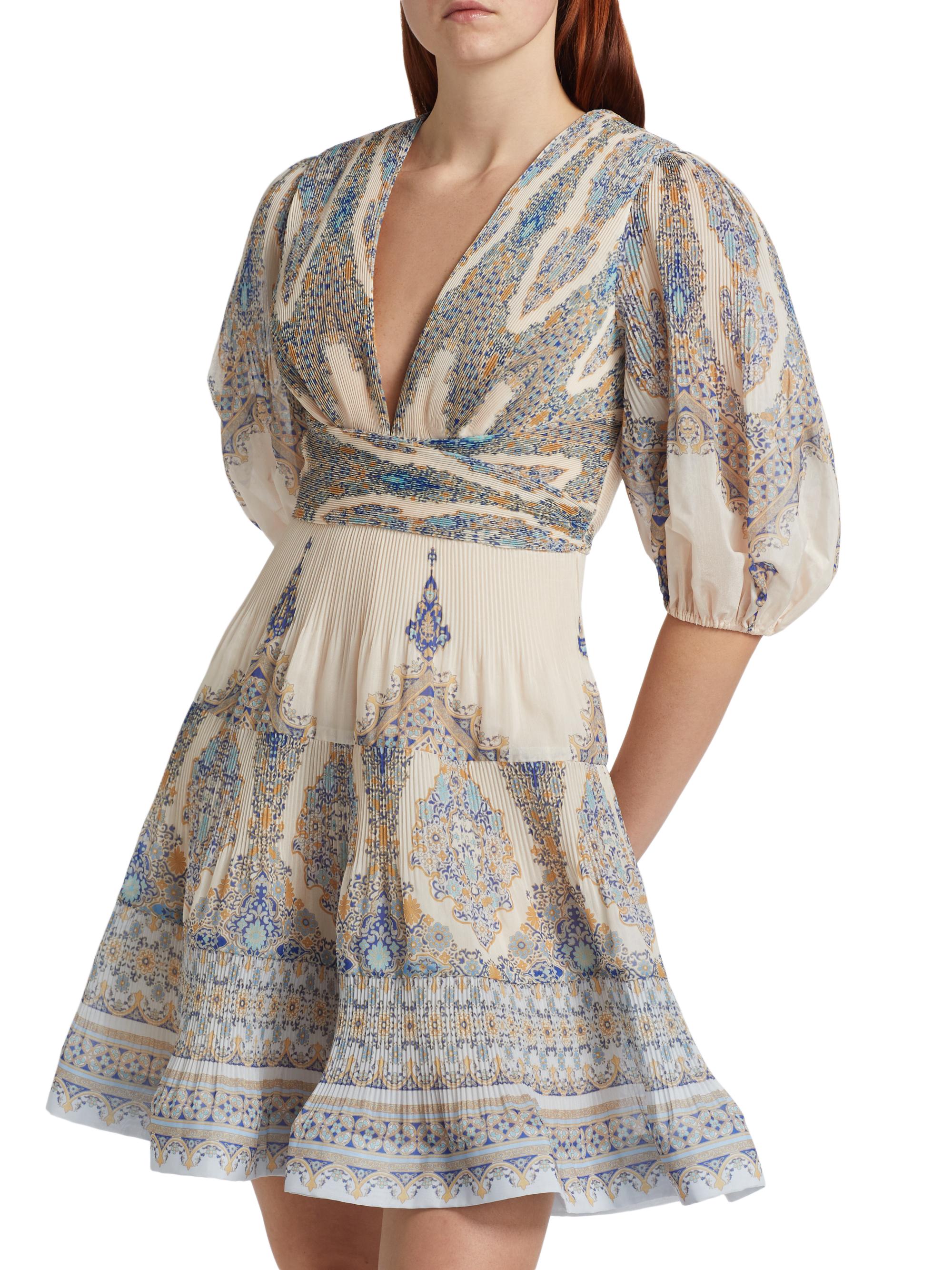 open lace back dress Zimmermann Pleated Mini Dress, Lapis, Size 0