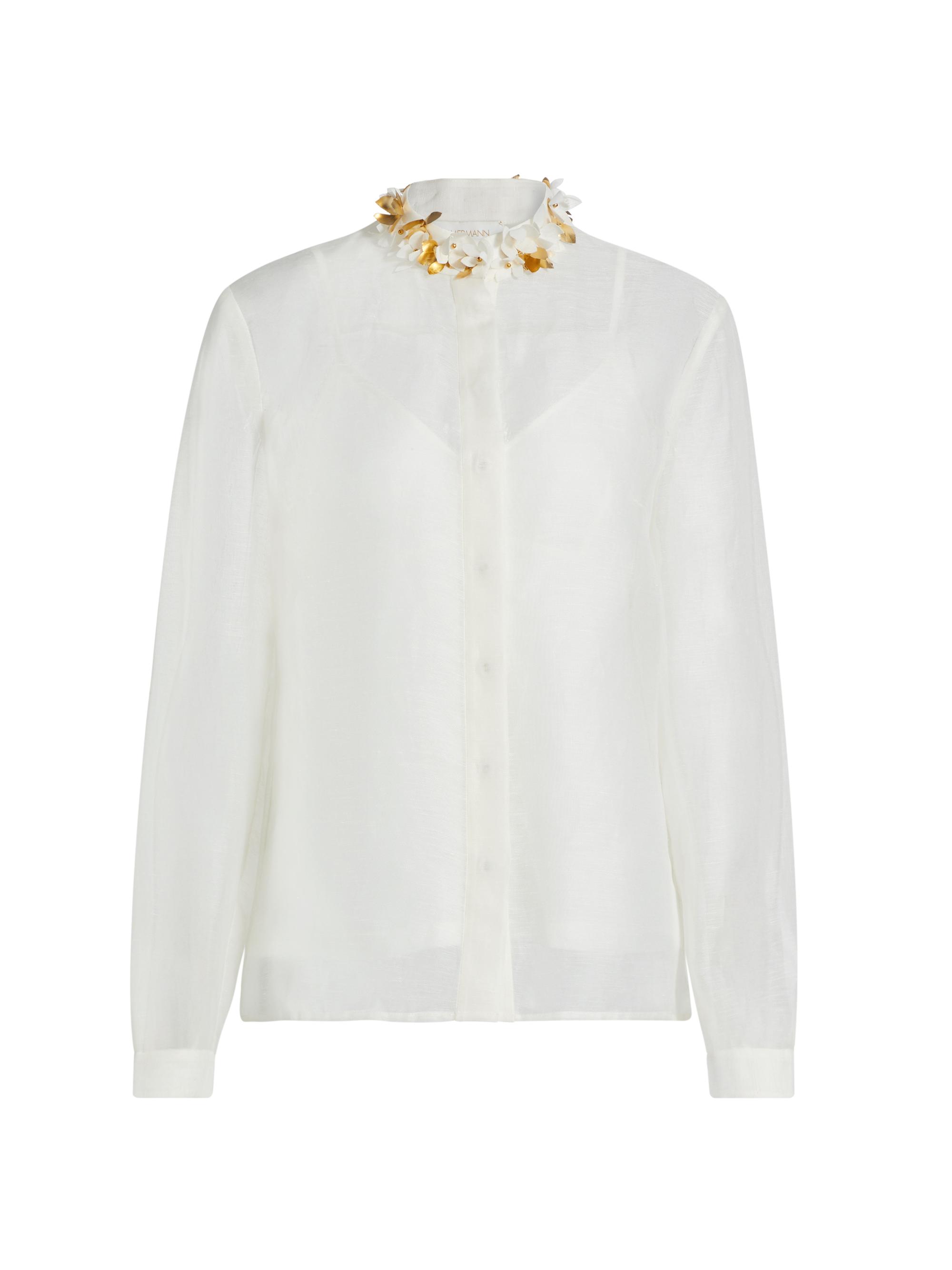 DimeTシャツ　ホワイト Zimmermann Illuminate Embellished Shirt | Saks Fifth Avenue